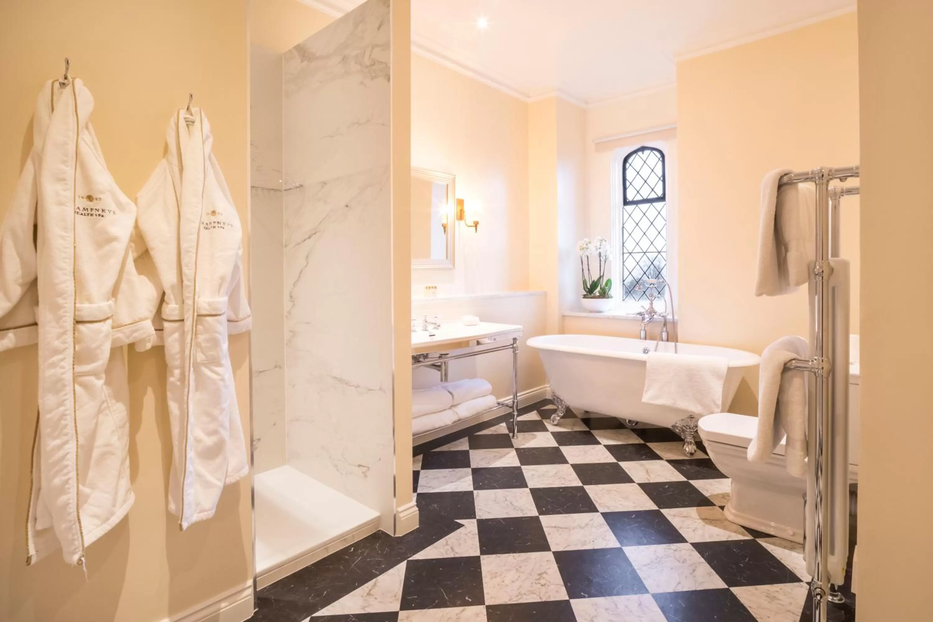 Bathroom, Bed in Eastwell Manor, Champneys Hotel & Spa