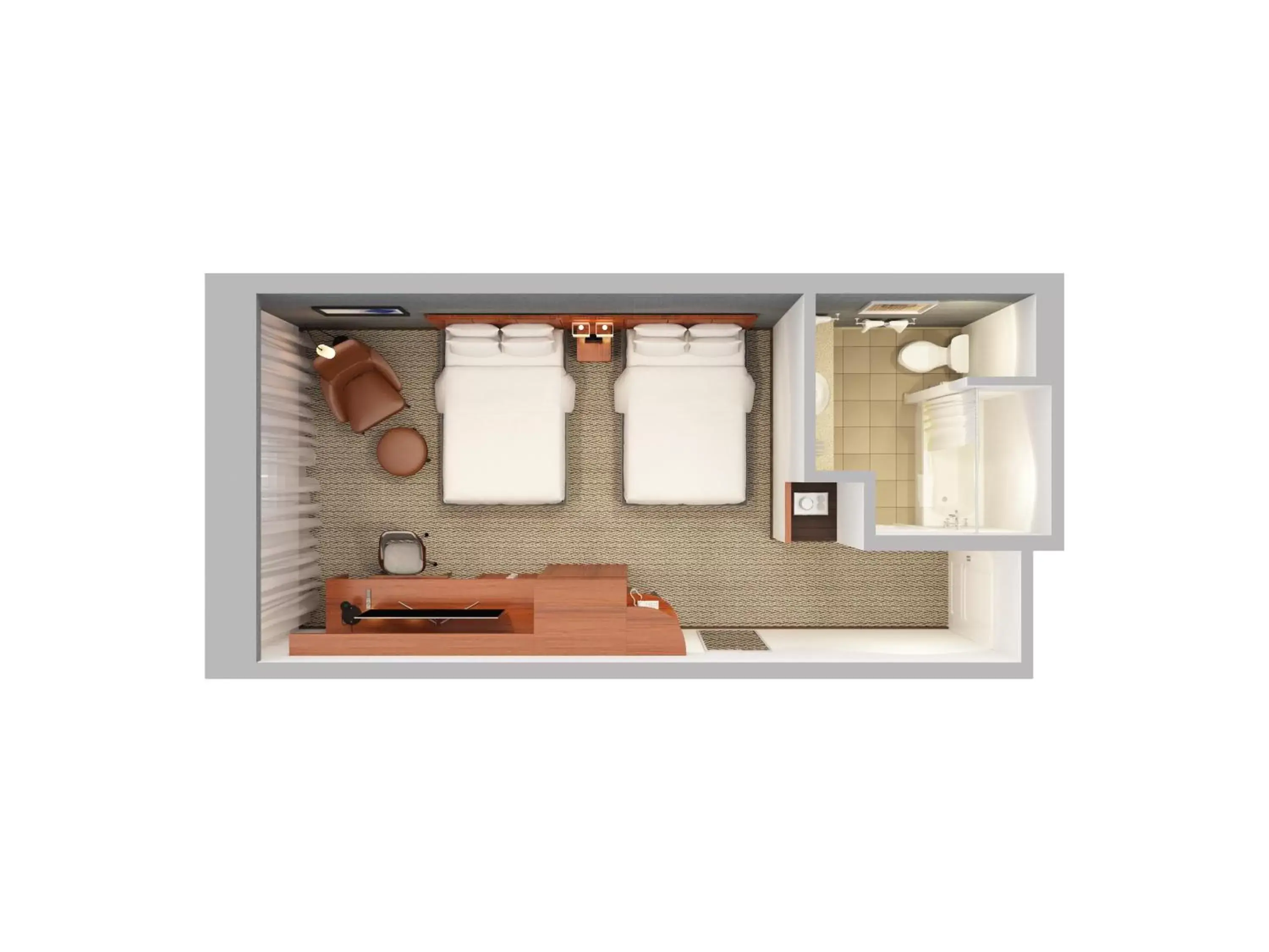 Bed, Floor Plan in Courtyard by Marriott Waterloo St. Jacobs