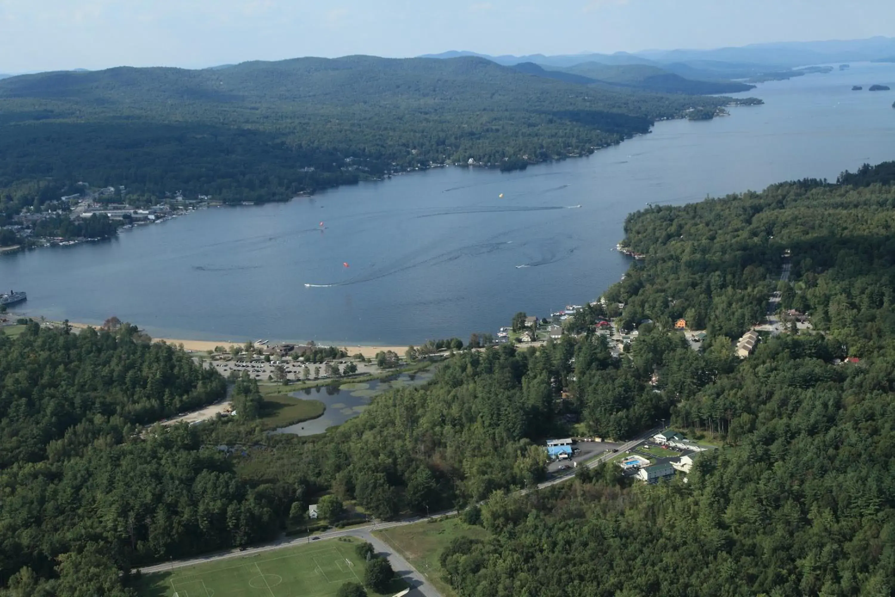 Natural landscape, Bird's-eye View in Studio Motel of Lake George