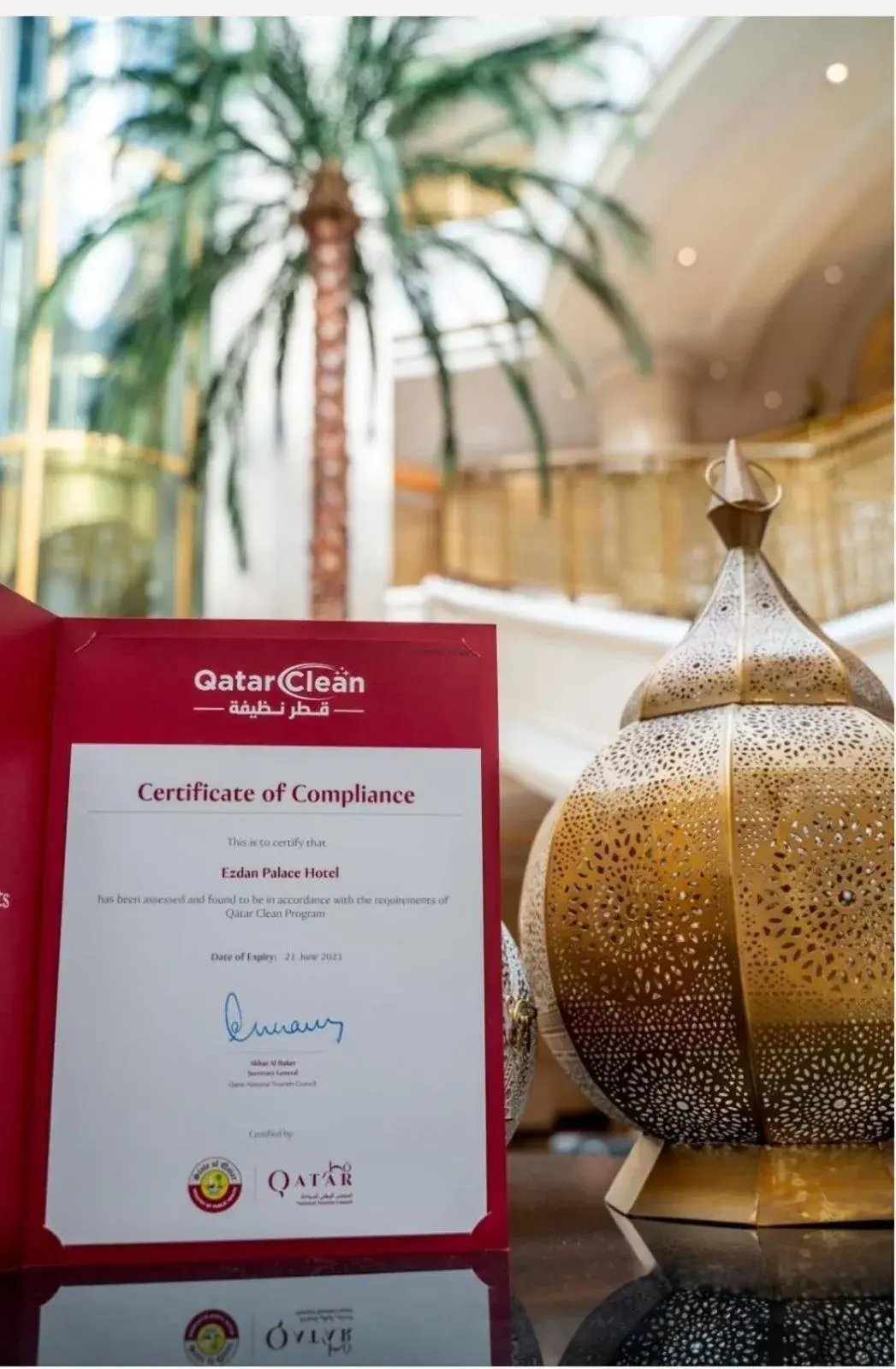 Certificate/Award in Ezdan Palace Hotel