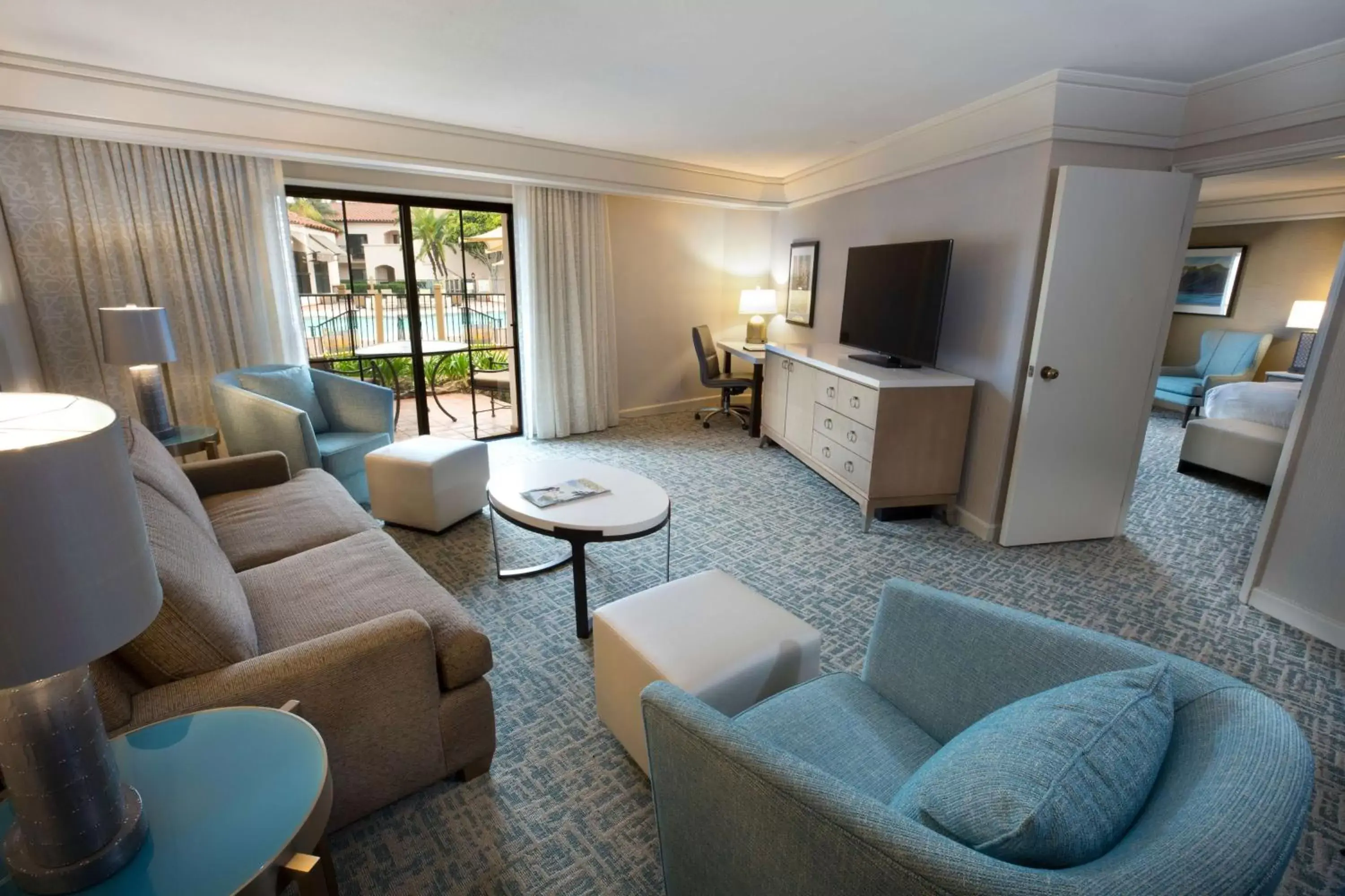 Bedroom, Seating Area in Hilton Santa Barbara Beachfront Resort
