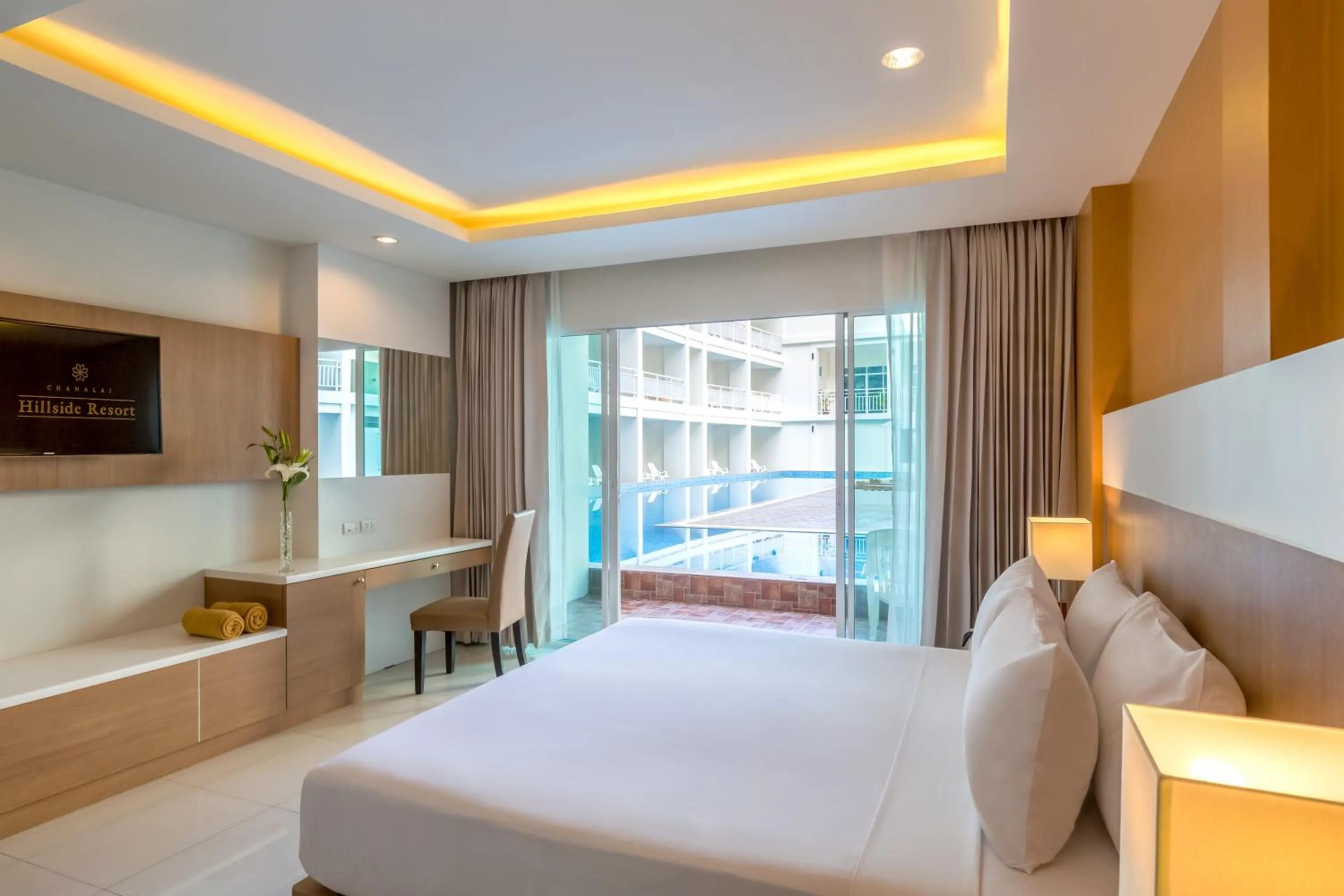 View (from property/room), Bed in Chanalai Hillside Resort, Karon Beach