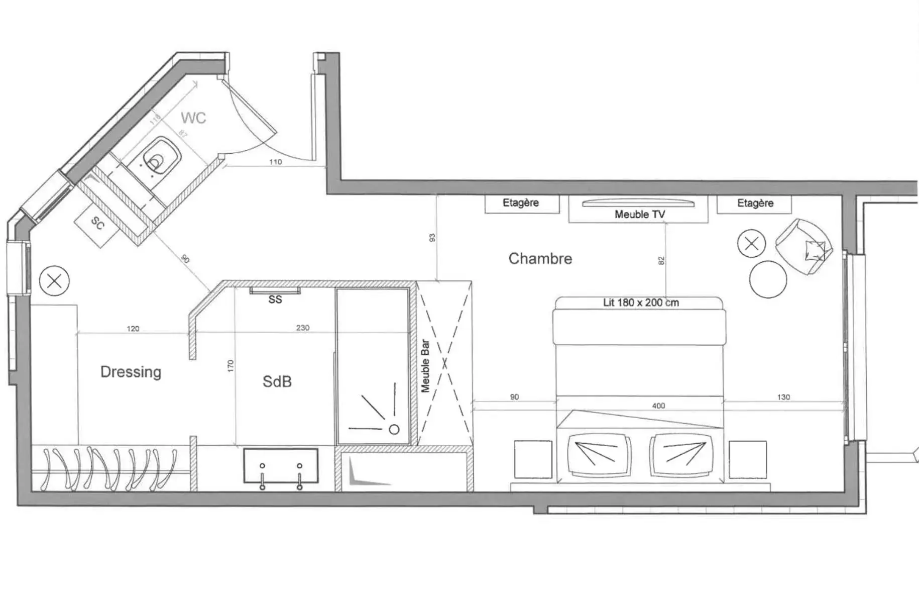 Floor Plan in Fahrenheit Seven Courchevel