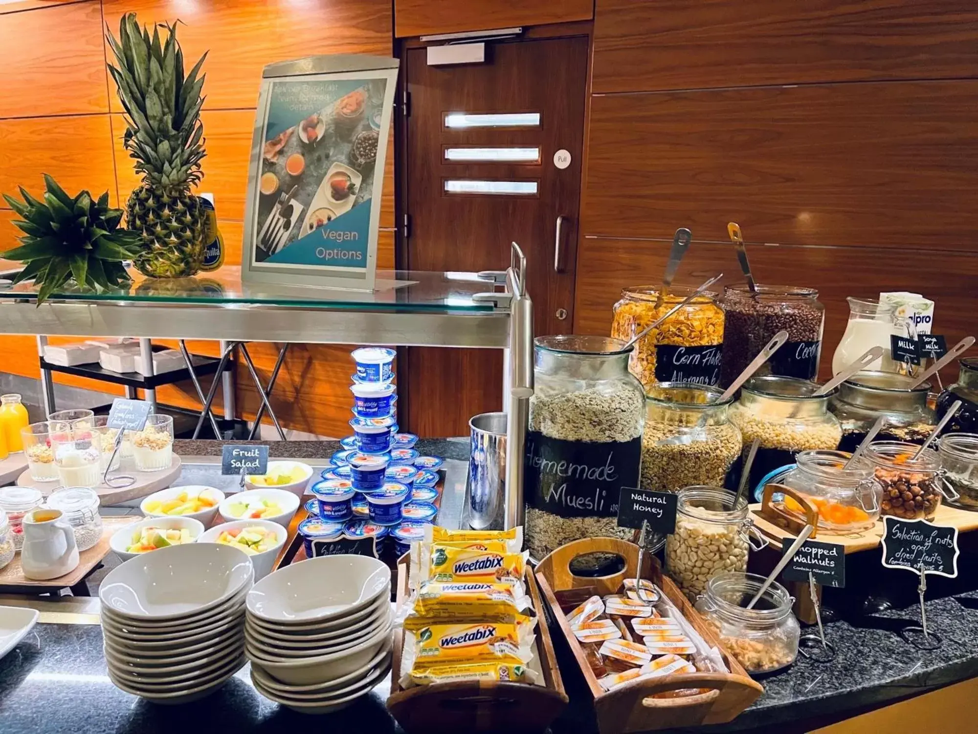 Buffet breakfast in Clayton Hotel, Manchester Airport