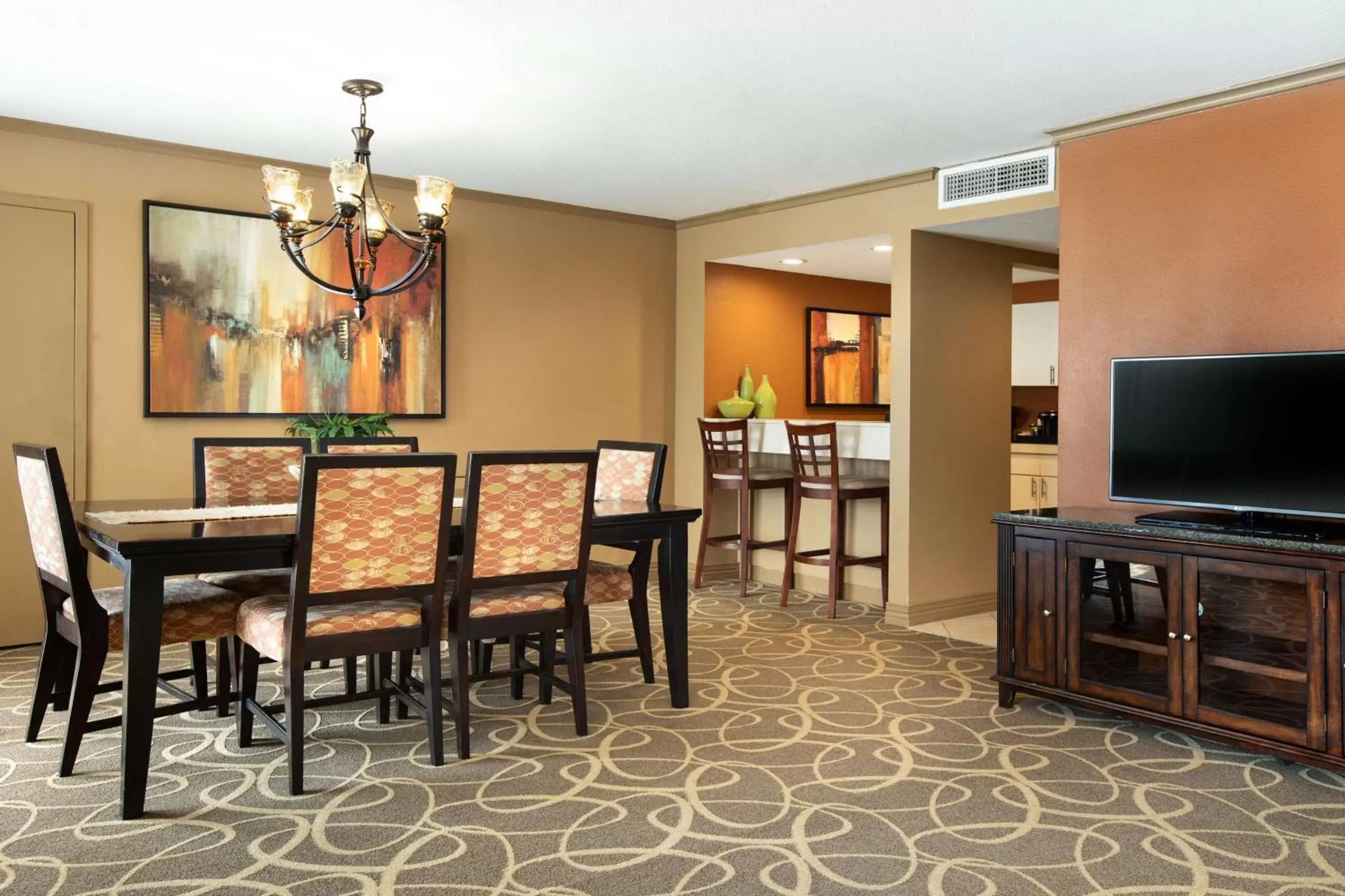 Living room, TV/Entertainment Center in Hilton Galveston Island Resort