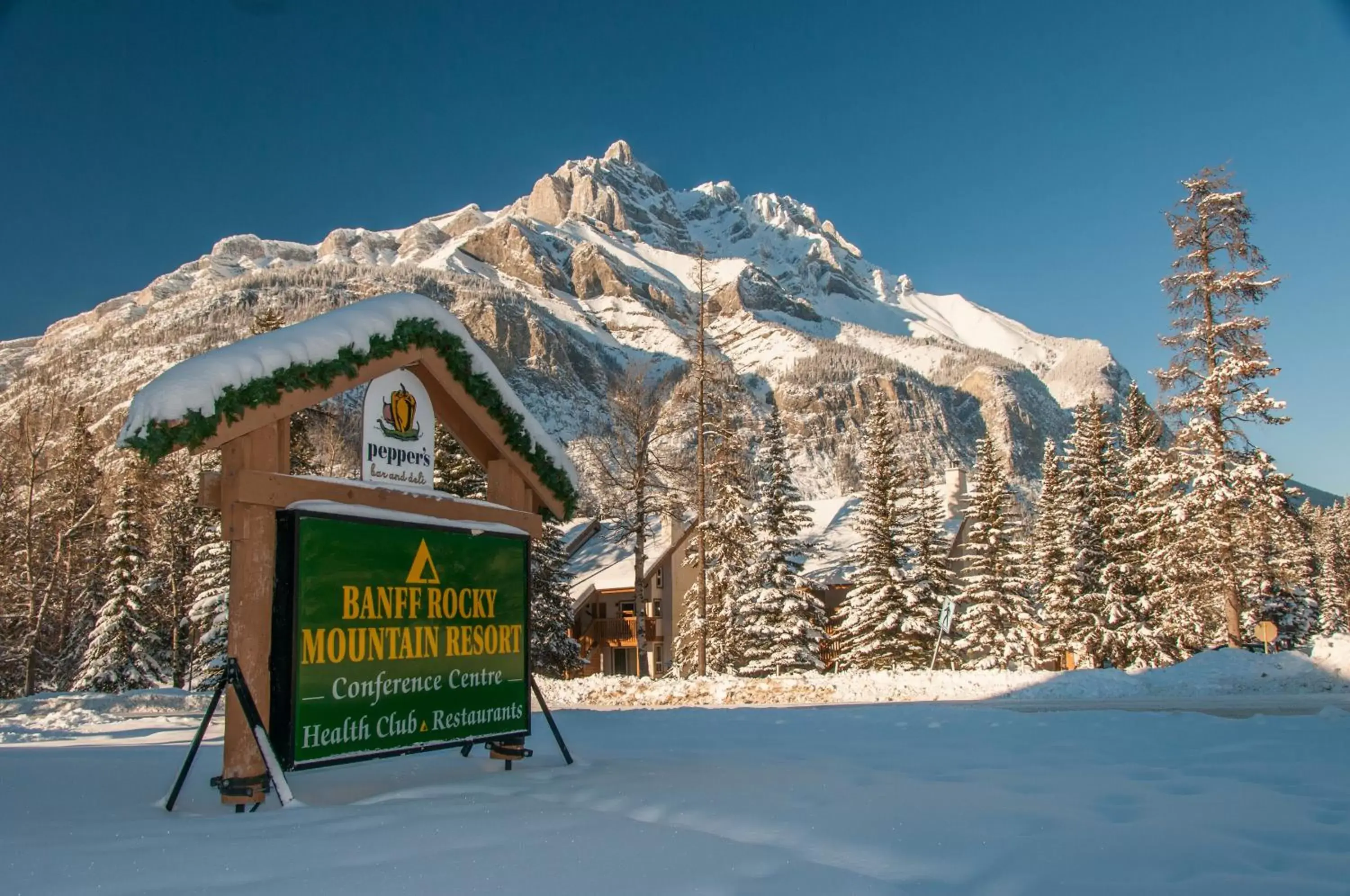 Facade/entrance, Winter in Banff Rocky Mountain Resort