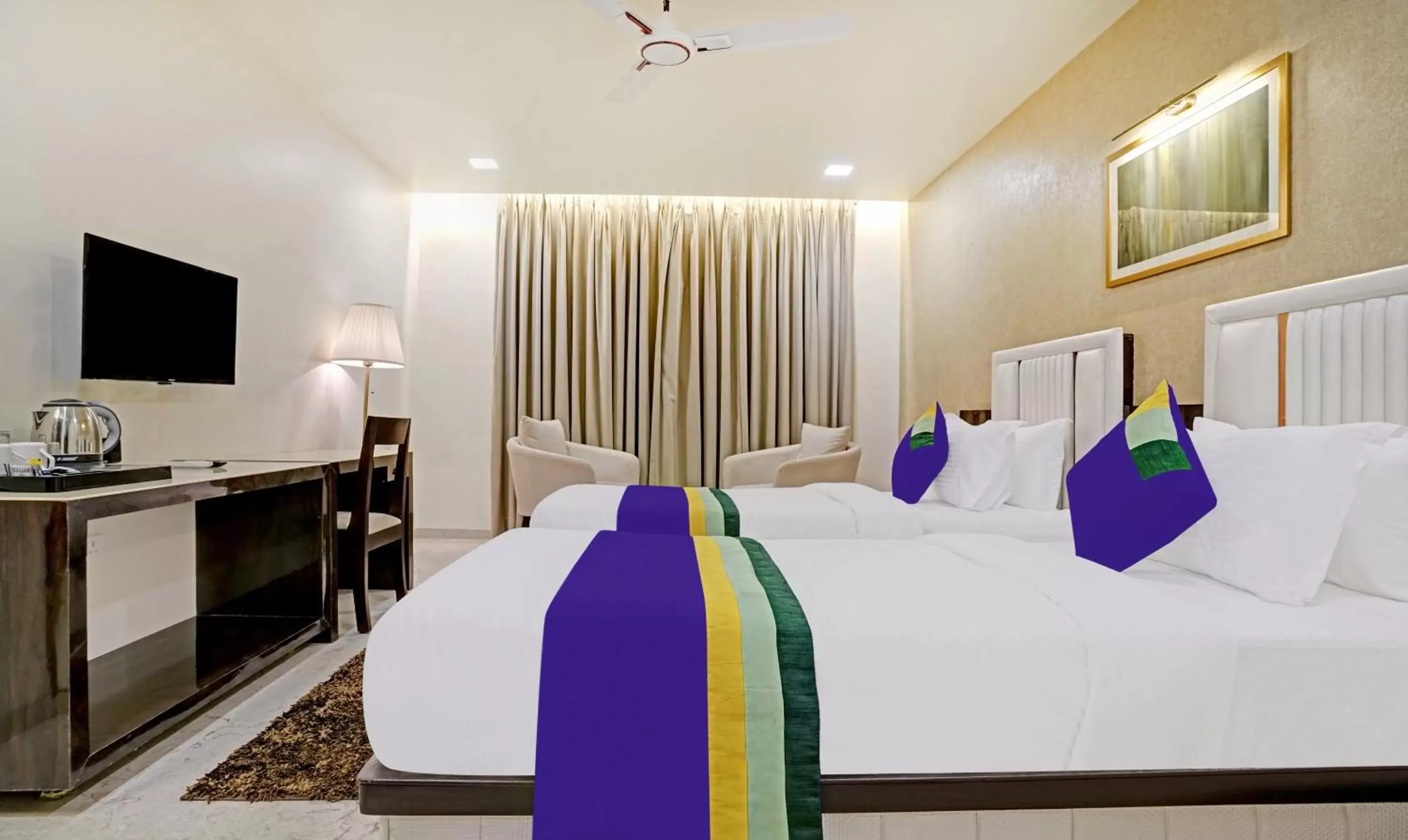 Bedroom, Bed in Treebo Premium Golden Bliss Trimurti Nagar Square Bedroom, Bed in Treebo Premium Golden Bliss Trimurti Nagar Square