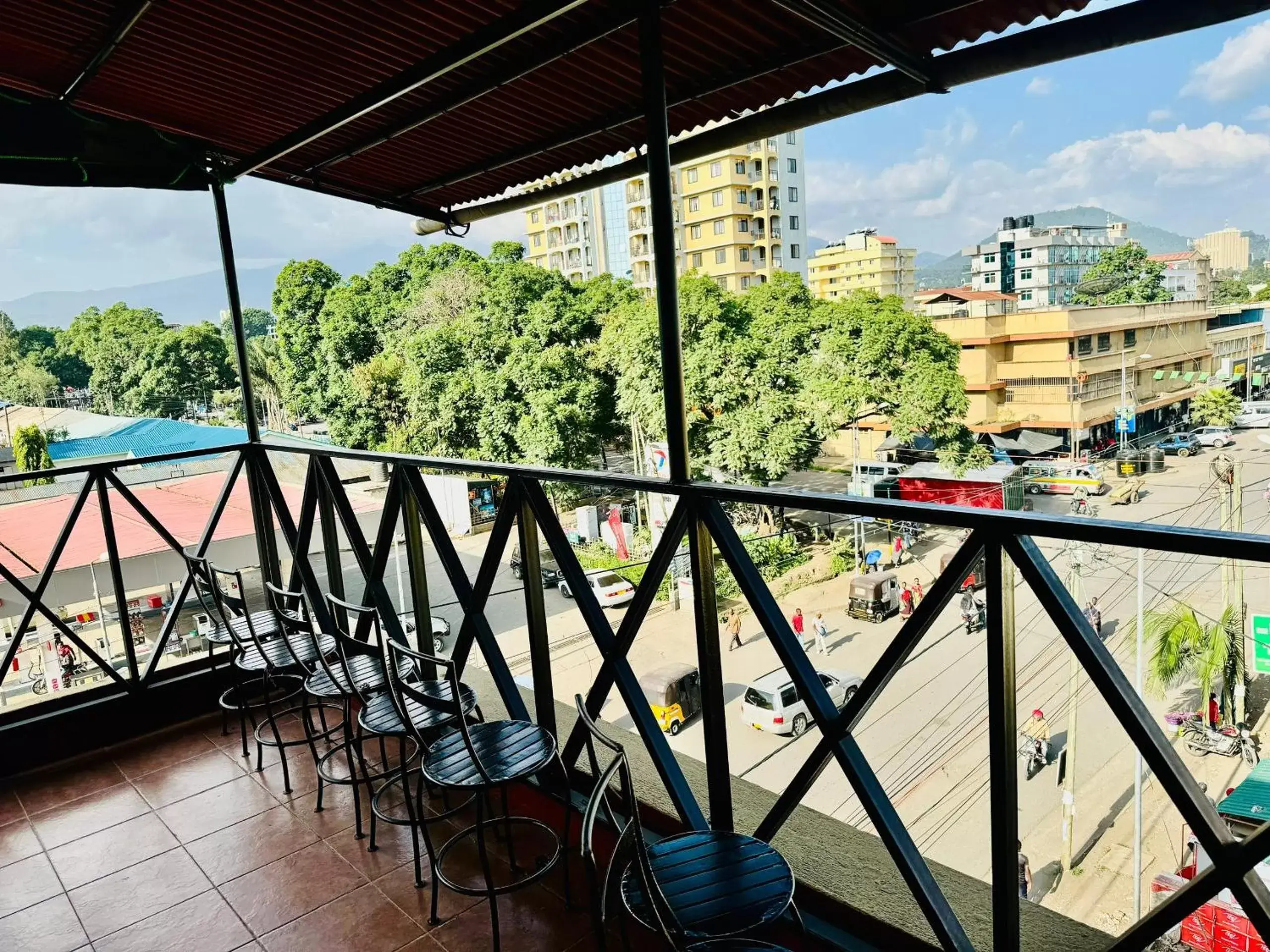 View (from property/room), Balcony/Terrace in Arusha Backpackers Hotel