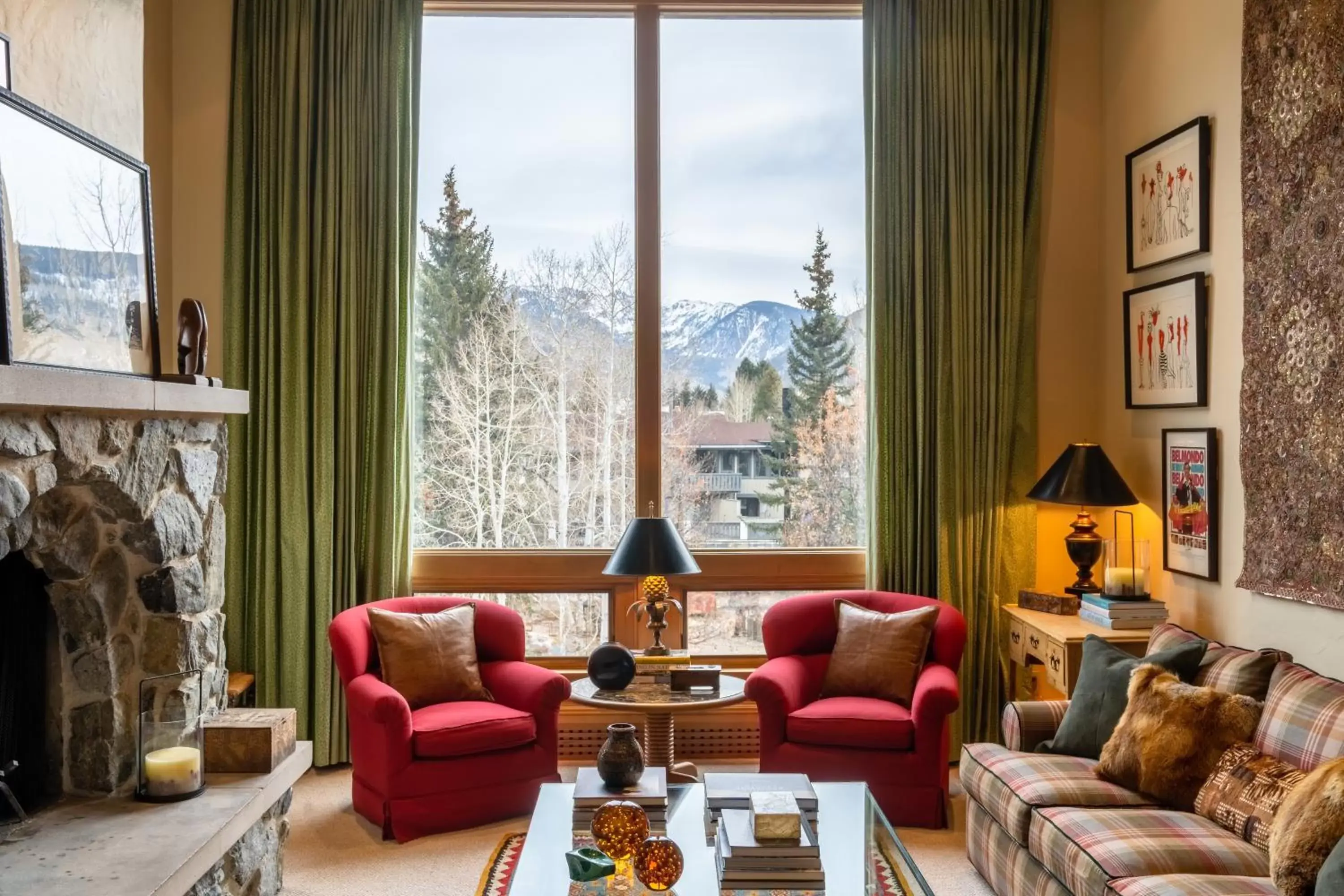 Winter, Seating Area in Lodge at Vail Condominiums