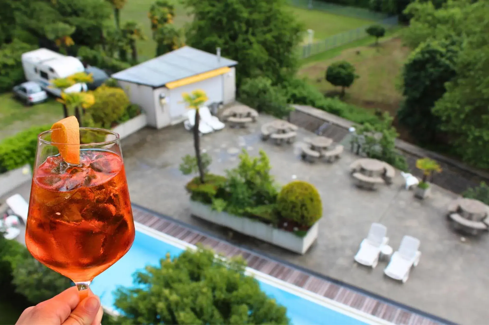 Garden, Pool View in Garni Nessi