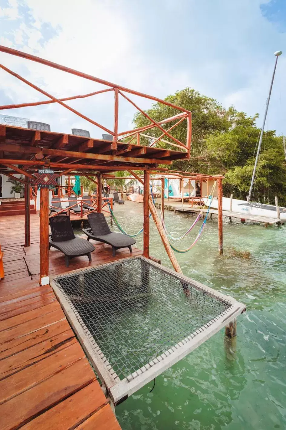 Solarium in El Búho Lagoon Bacalar