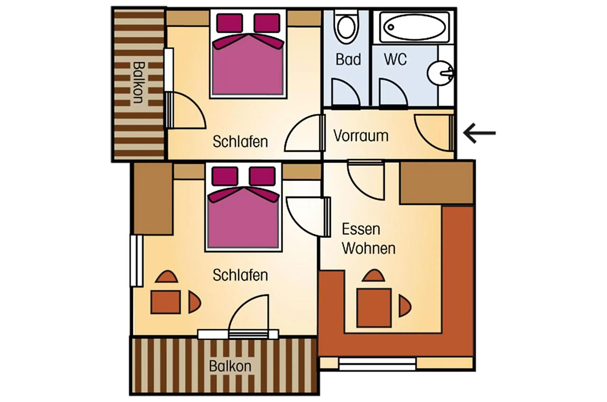 Two-Bedroom Apartment in Aktivhotel Waldhof