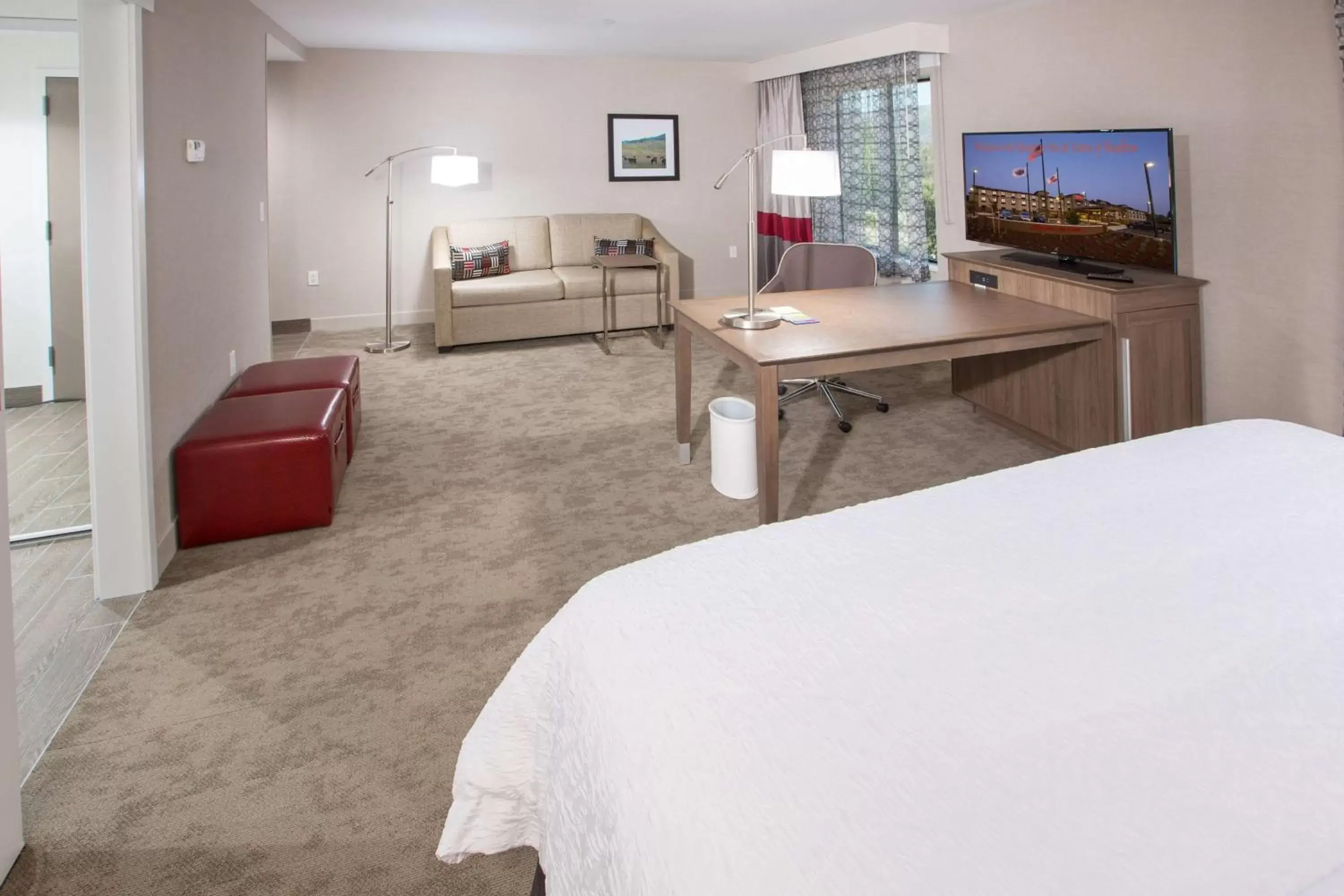 Bed, TV/Entertainment Center in Hampton Inn & Suites Buellton/Santa Ynez Valley, Ca