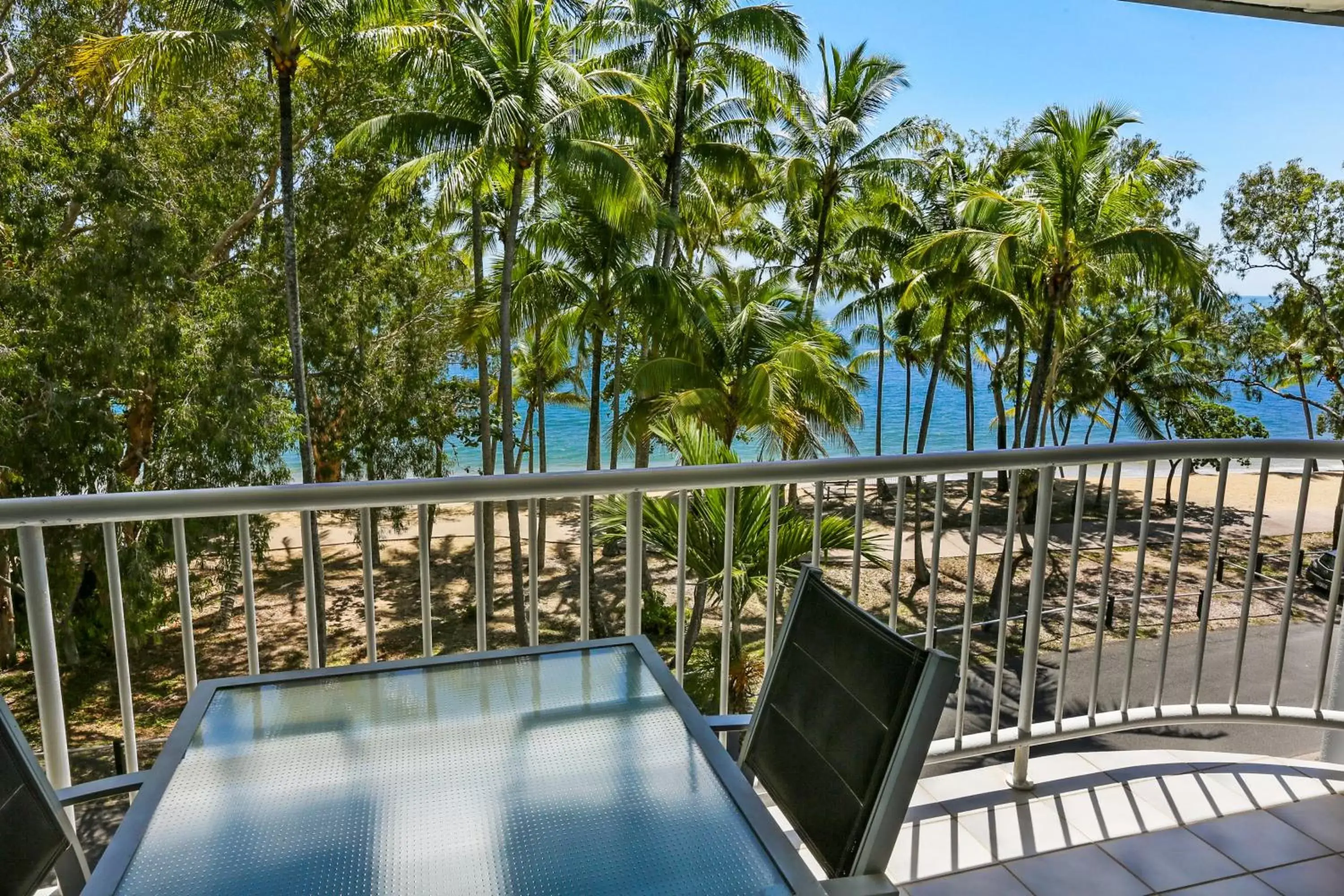 Balcony/Terrace, Pool View in Agincourt Beachfront Apartments