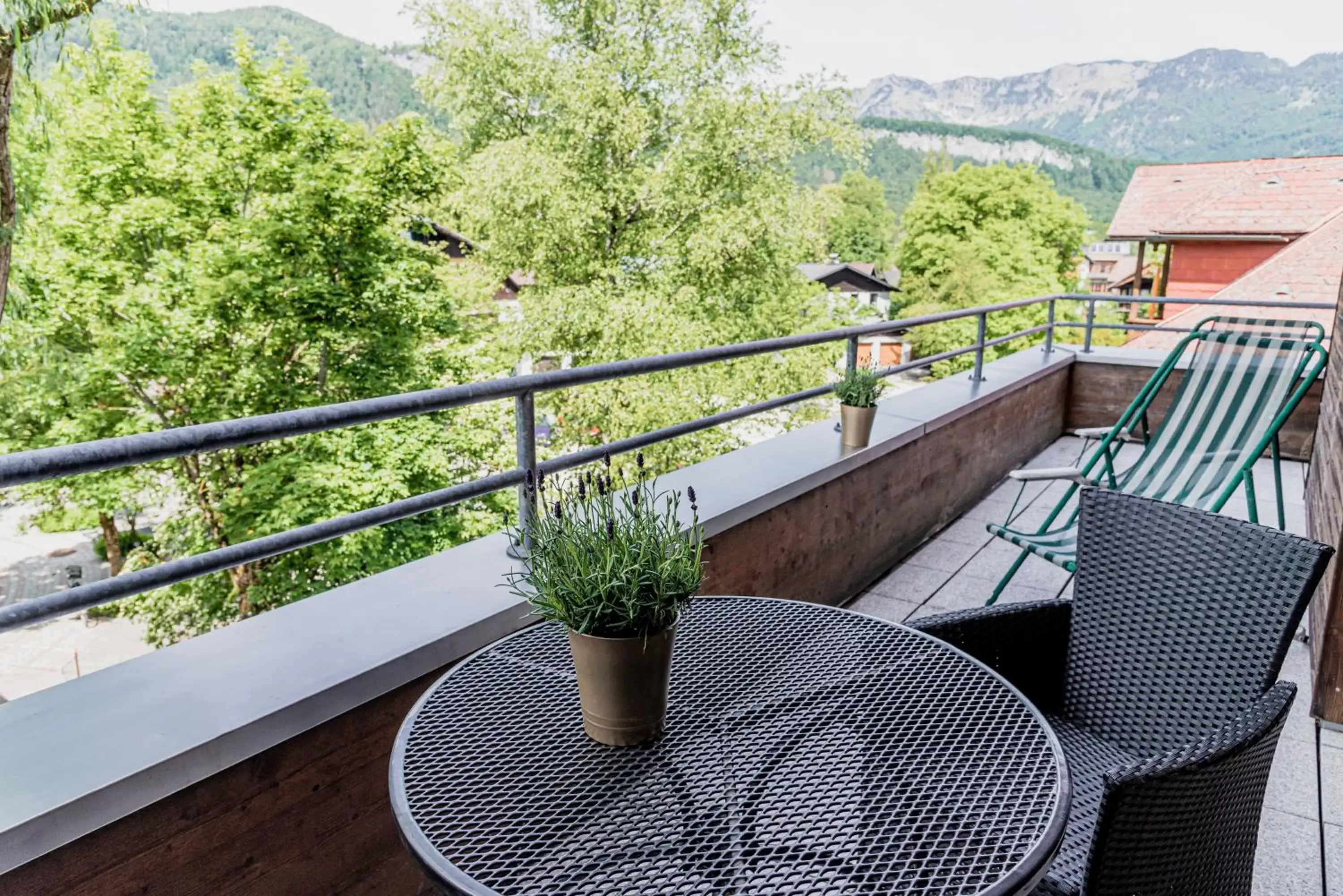 Natural landscape, Balcony/Terrace in Wohlfühlhotel Goiserer Mühle