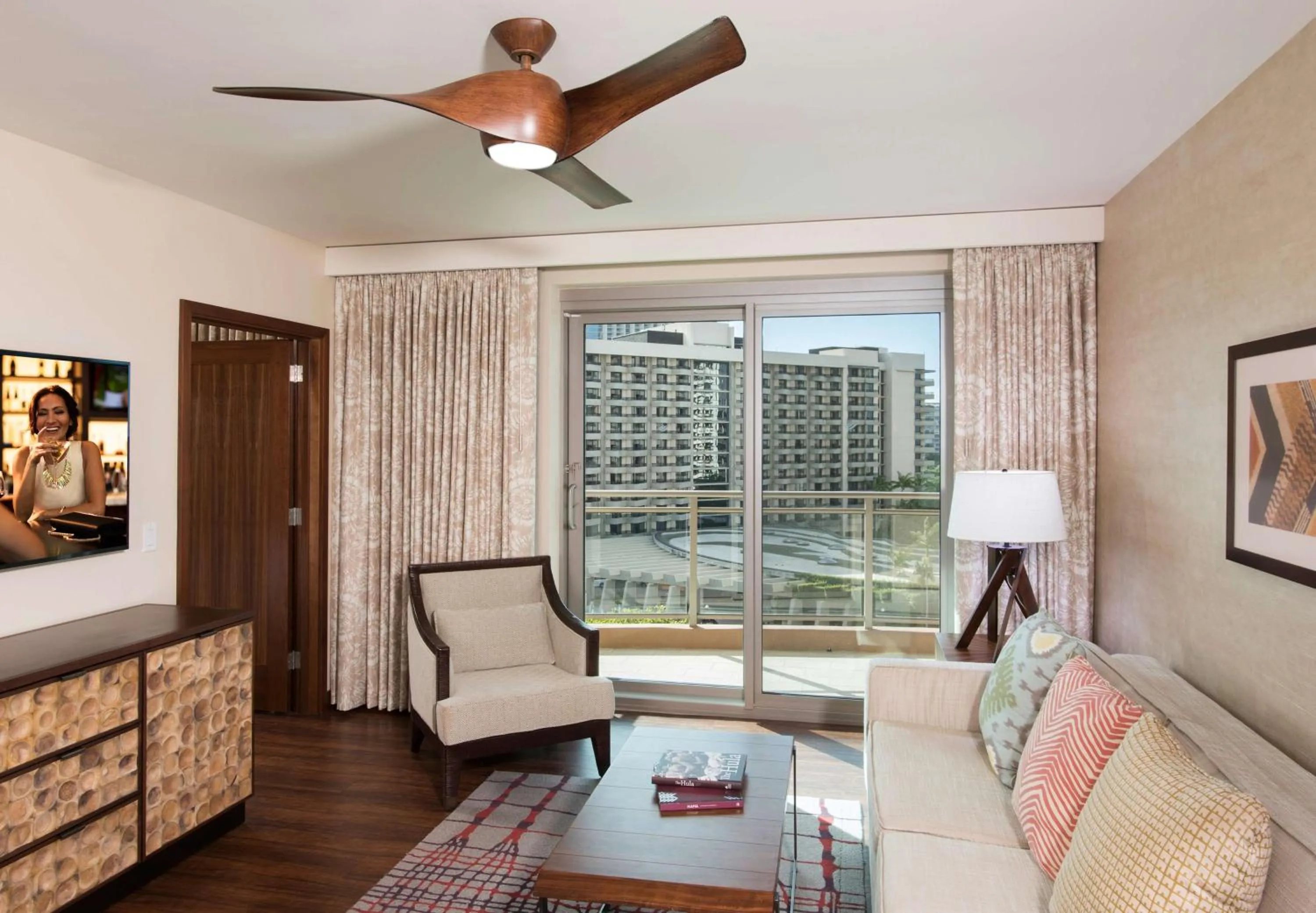 Living room in Hilton Grand Vacation Club The Grand Islander Waikiki Honolulu