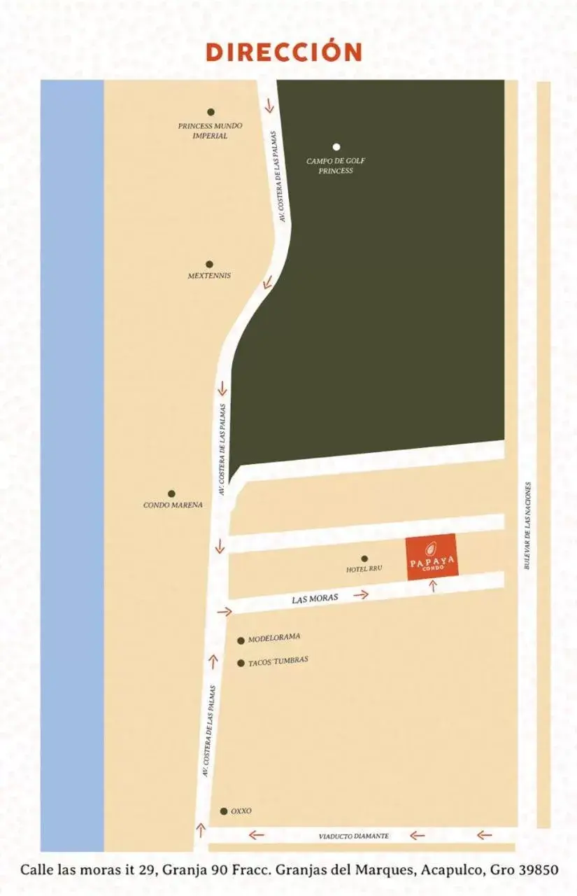 Floor Plan in Papaya Condo Acapulco Diamante -Solo Adultos