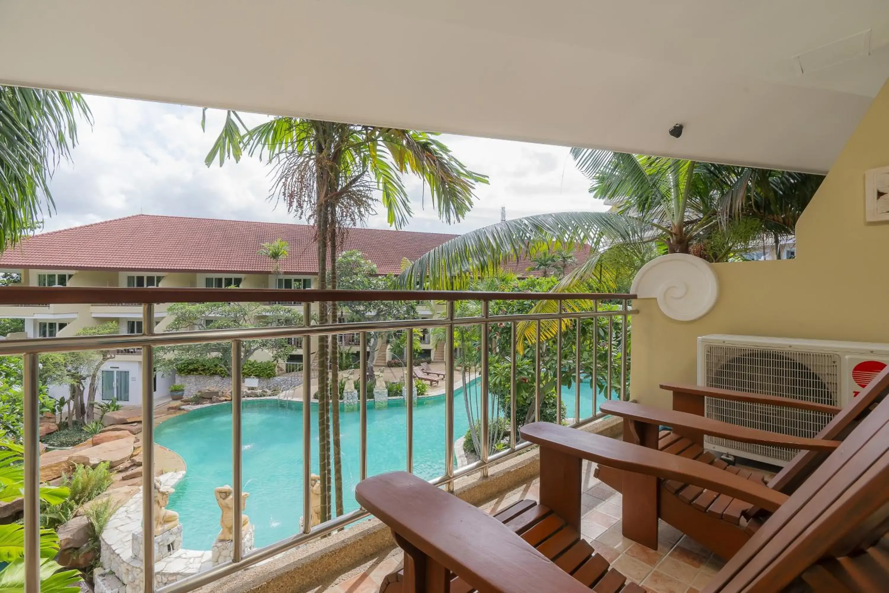 Balcony/Terrace, Pool View in Bella Villa Cabana