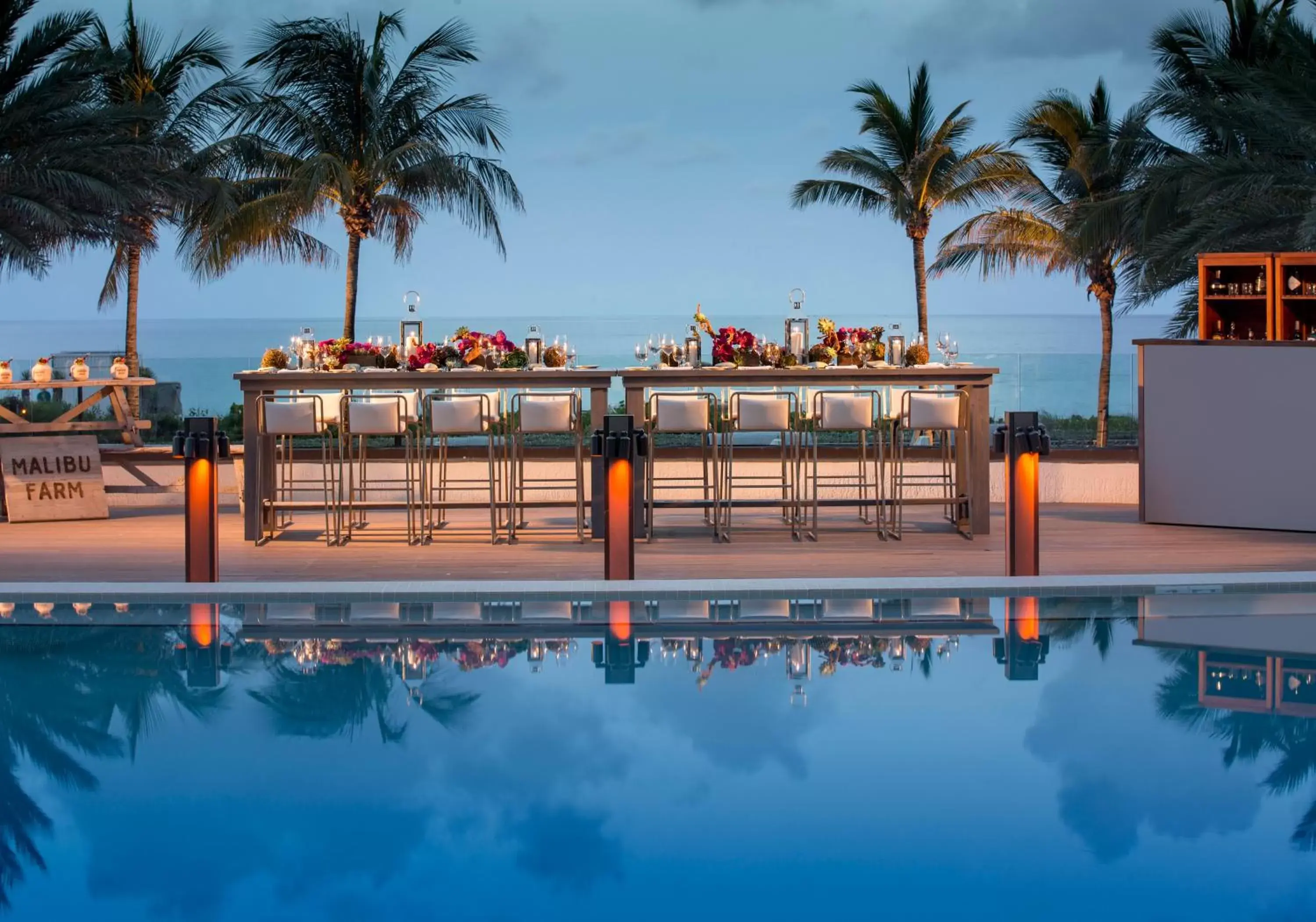 Evening entertainment, Swimming Pool in Nobu Hotel Miami Beach