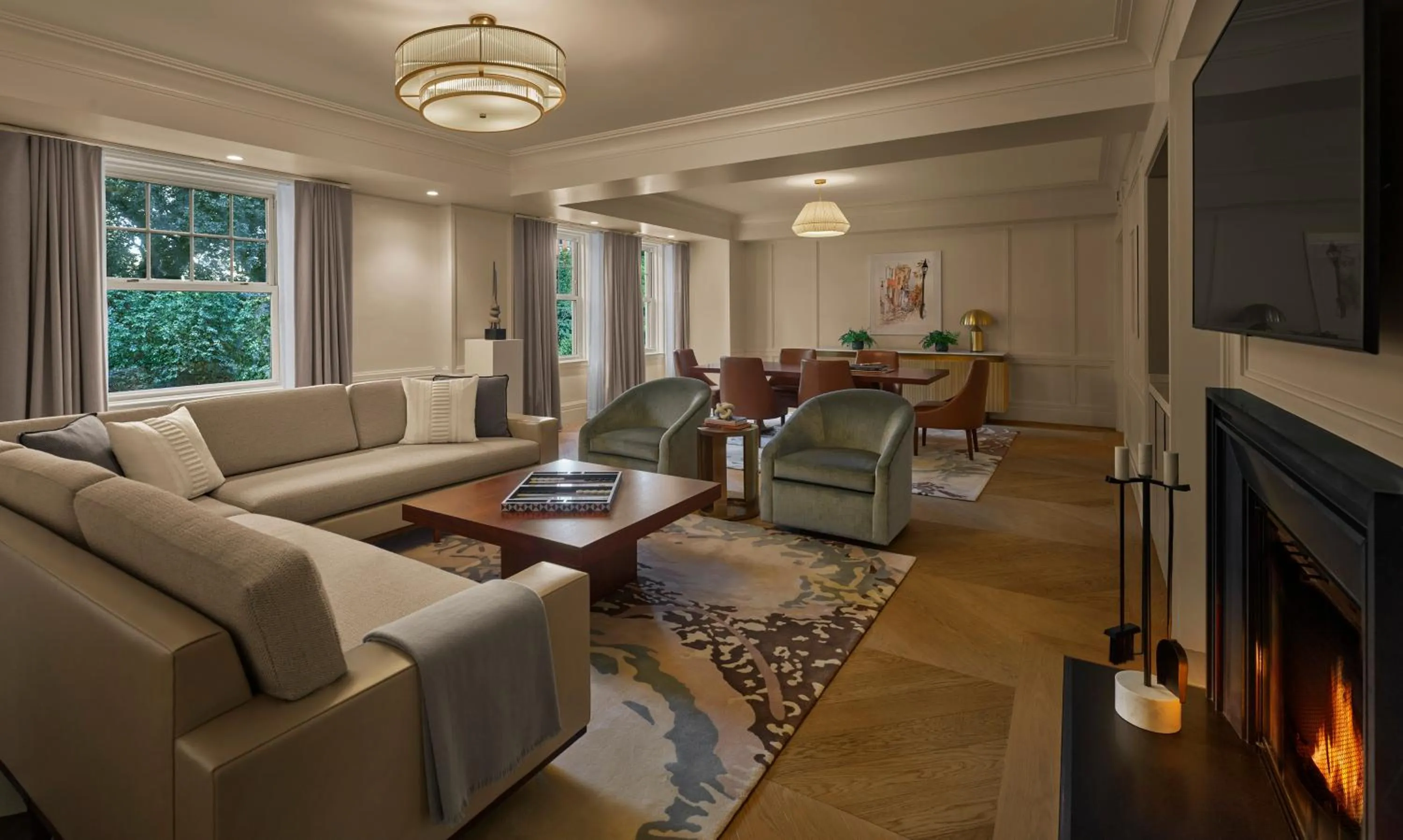 Communal lounge/ TV room in The Newbury Boston