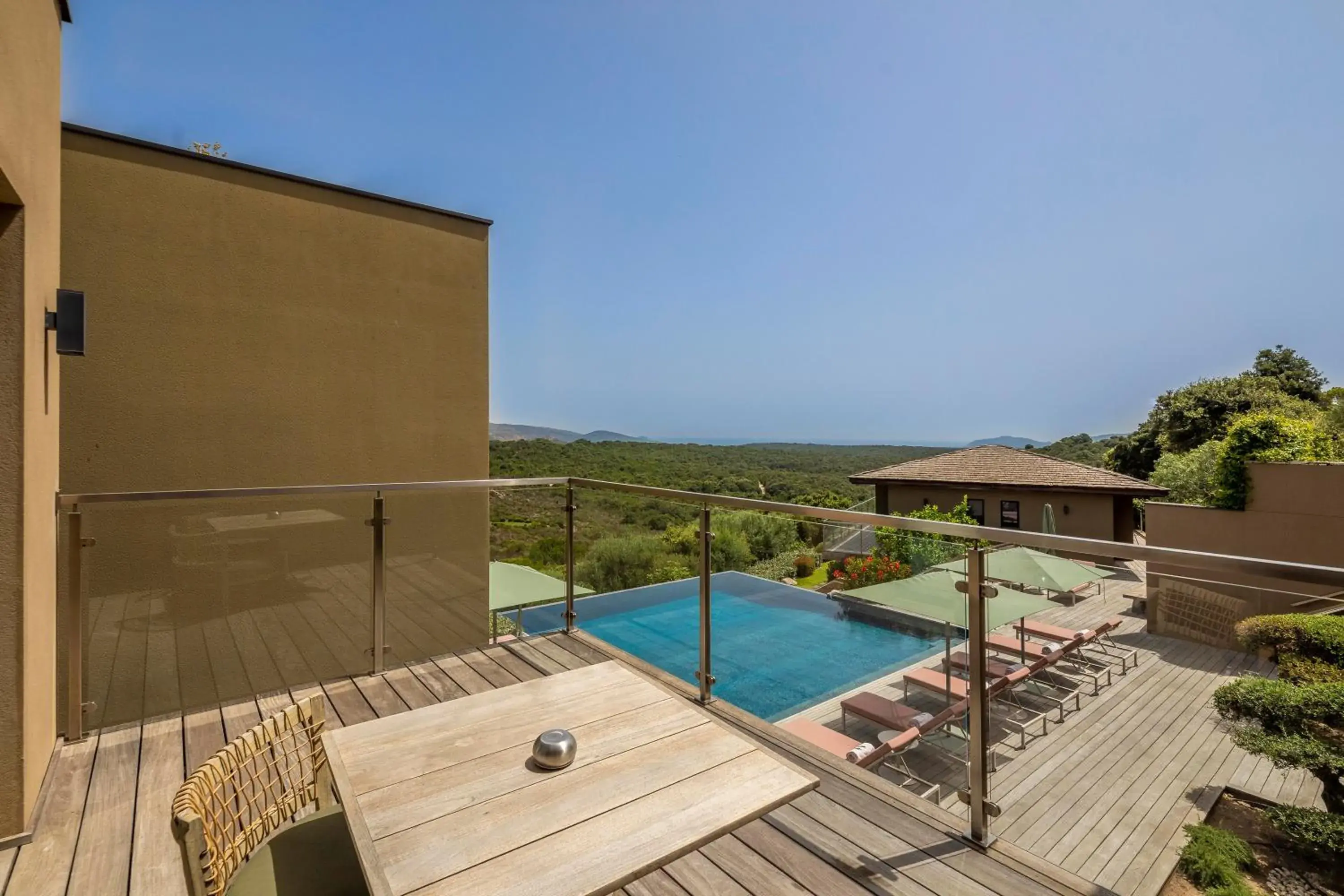 View (from property/room), Pool View in Hôtel Version Maquis Santa Manza