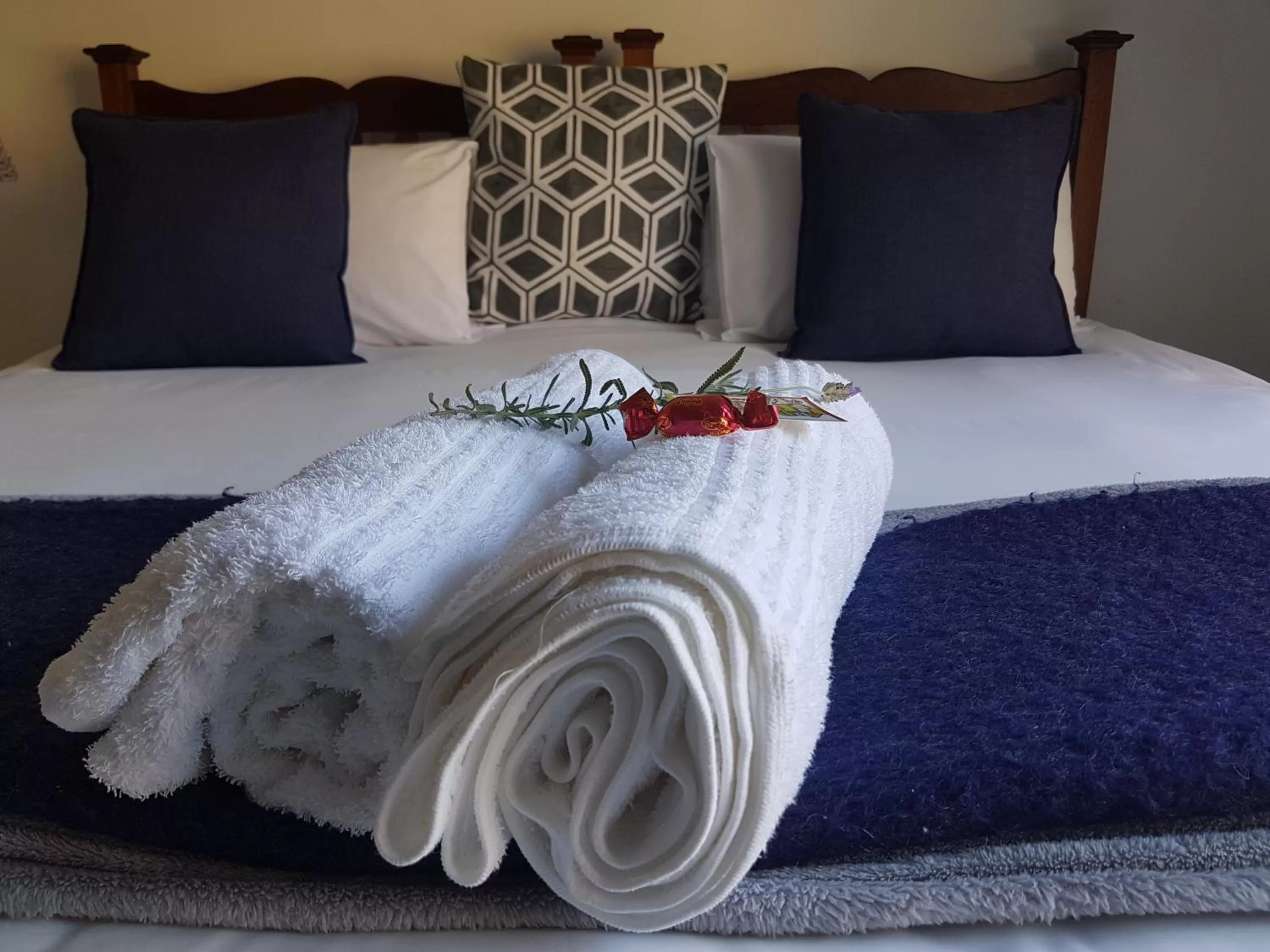 Bed in Forword's River Lodge