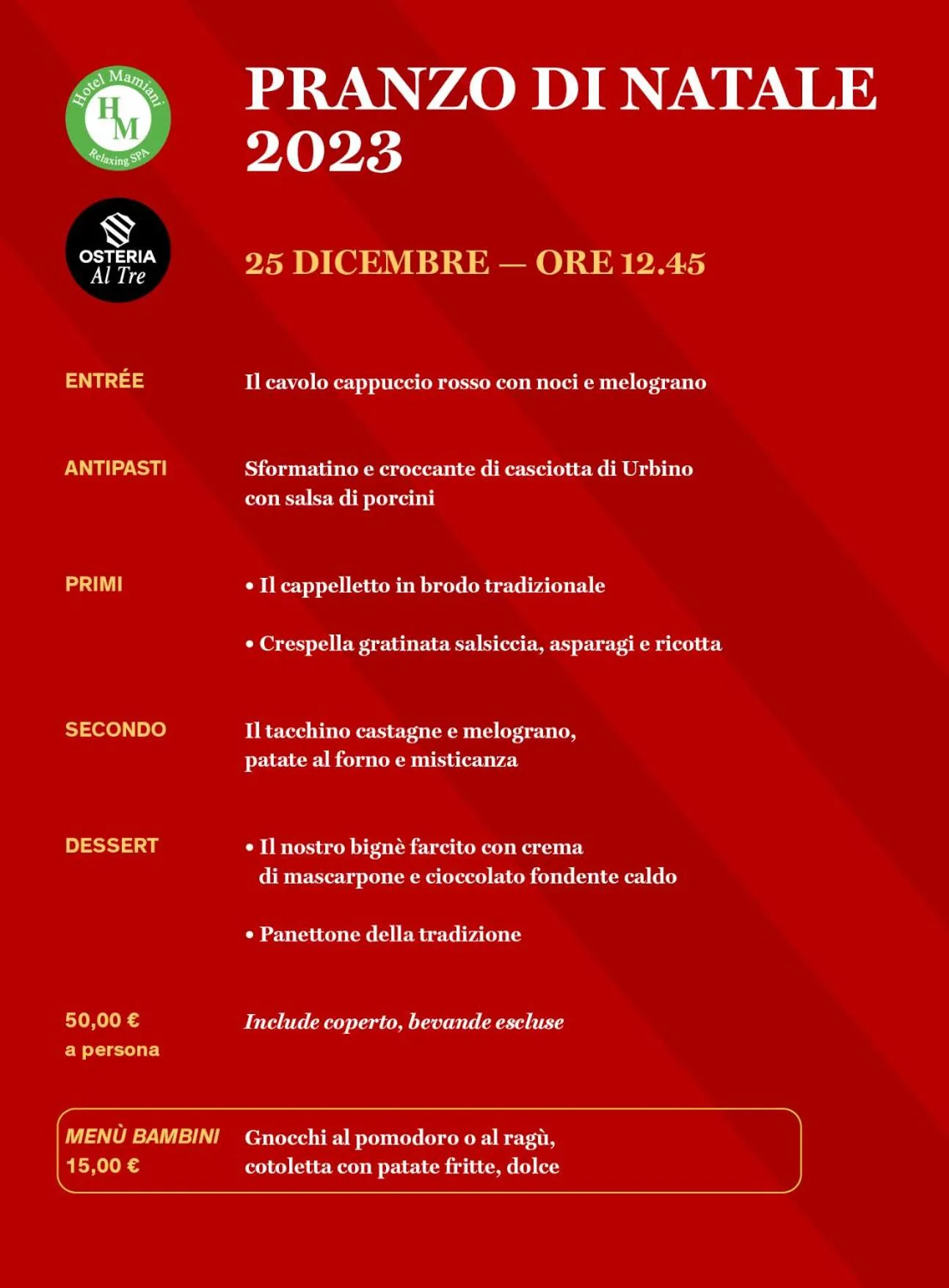 Restaurant/places to eat in Hotel Mamiani & Relaxing Spa Urbino