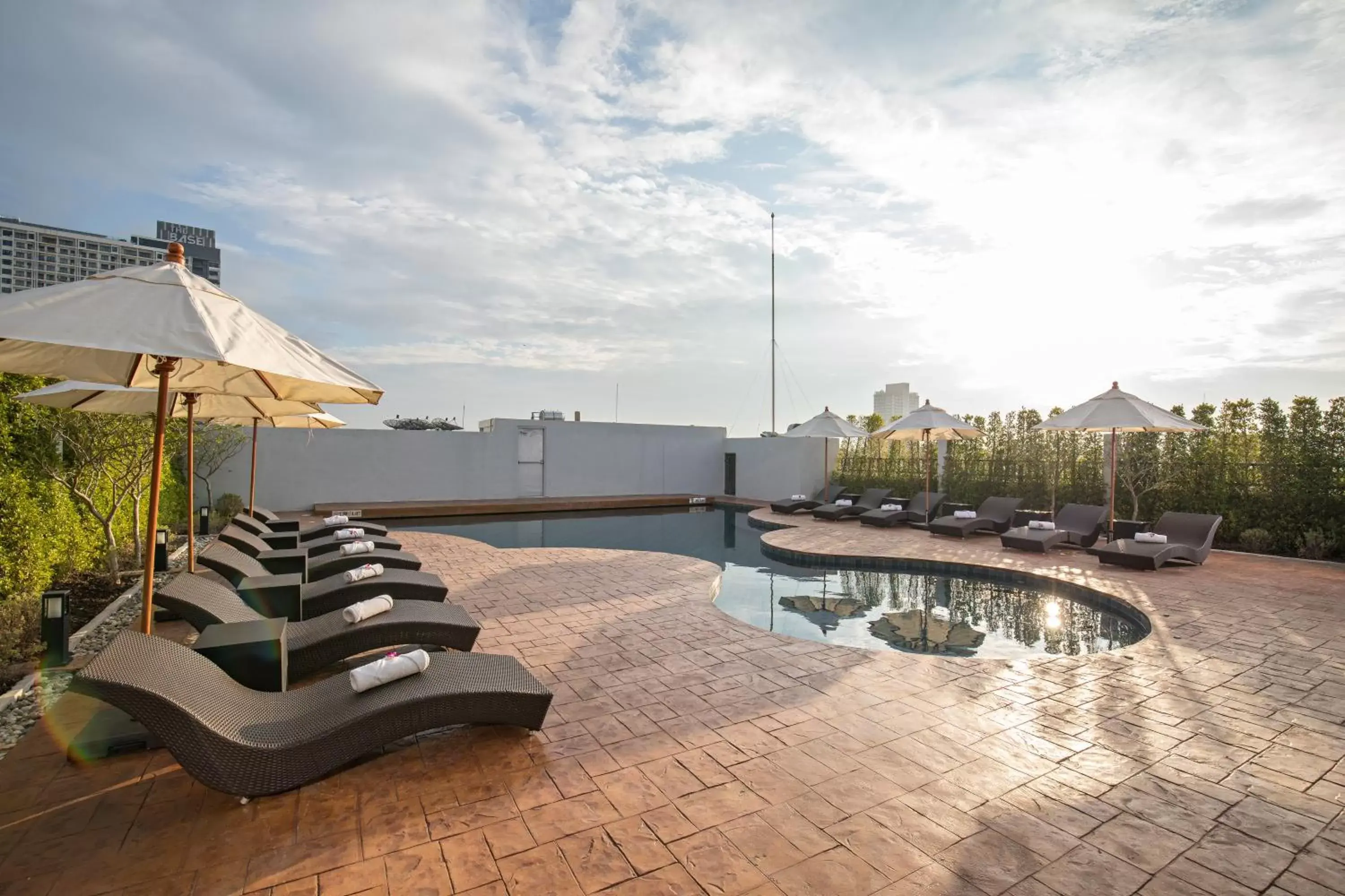 Balcony/Terrace, Swimming Pool in Oakwood Journeyhub Pattaya SHA Extra Plus