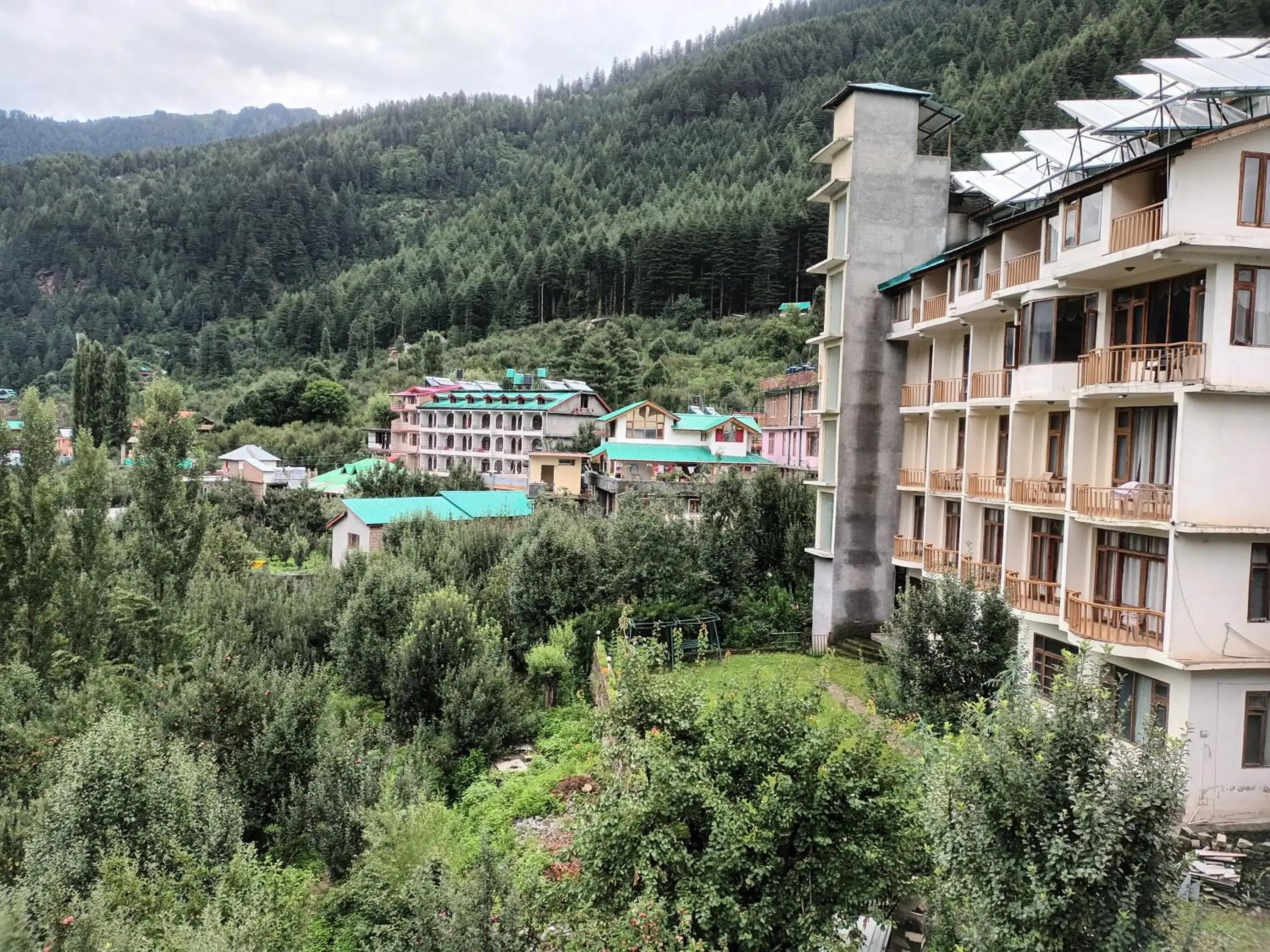 Bird's-eye View in Sarthak Resorts-Reside in Nature with Best View, 9 kms from Mall Road Manali