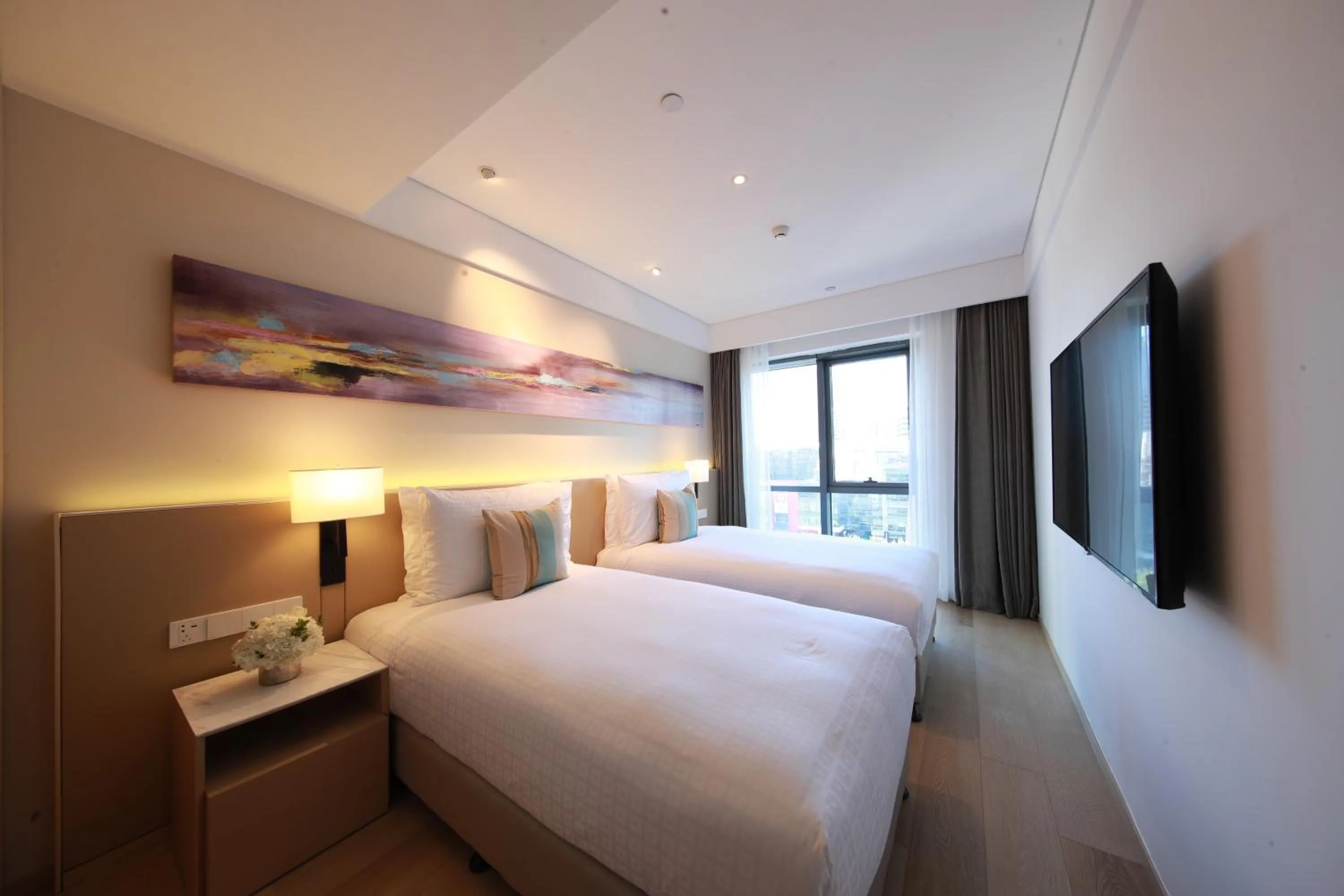 Photo of the whole room, Bed in Sincere Residence Changfeng - Changfeng Ecological Business District - Near Exit 3 of Changfeng Park Station on Subway Line 15