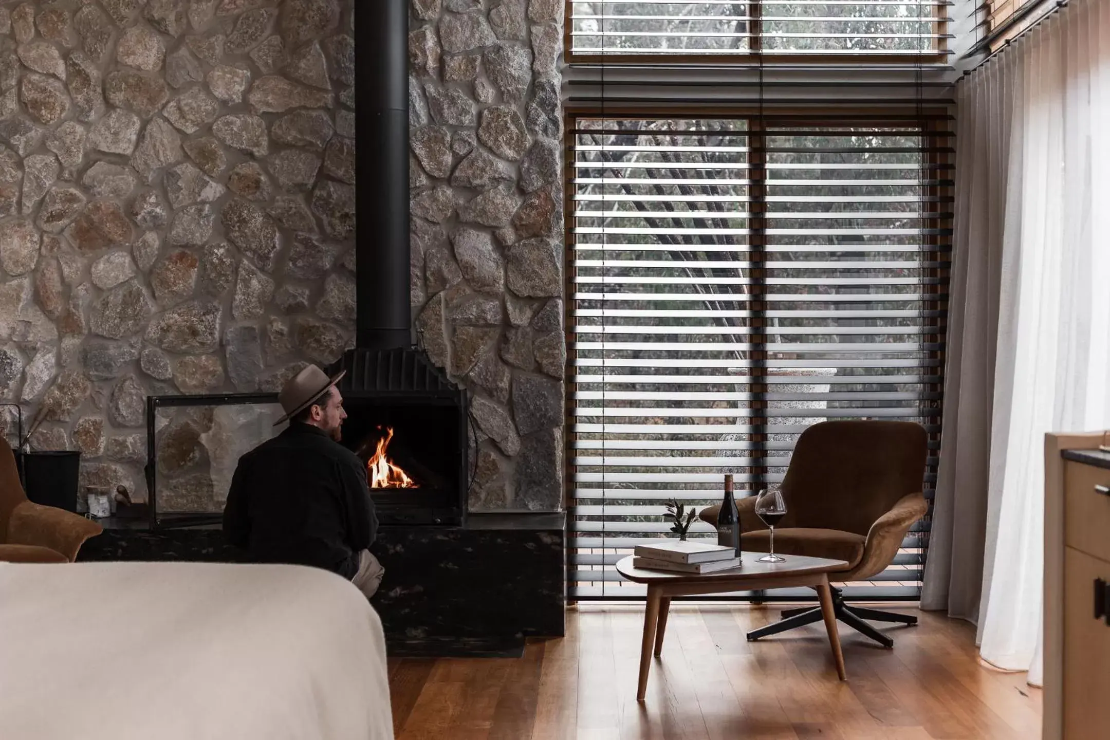 Bedroom, Seating Area in Chalets at Blackheath