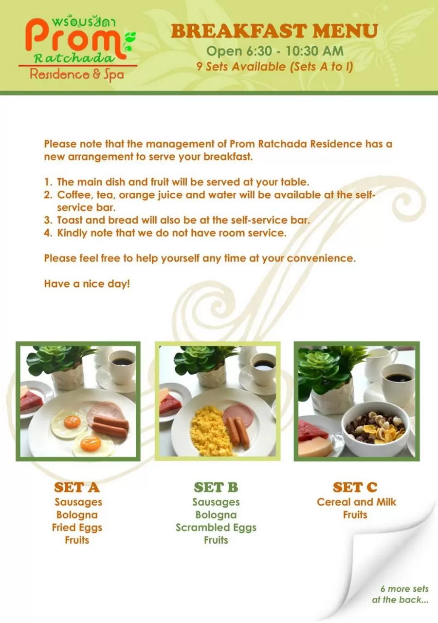 Breakfast in Prom Ratchada Hotel