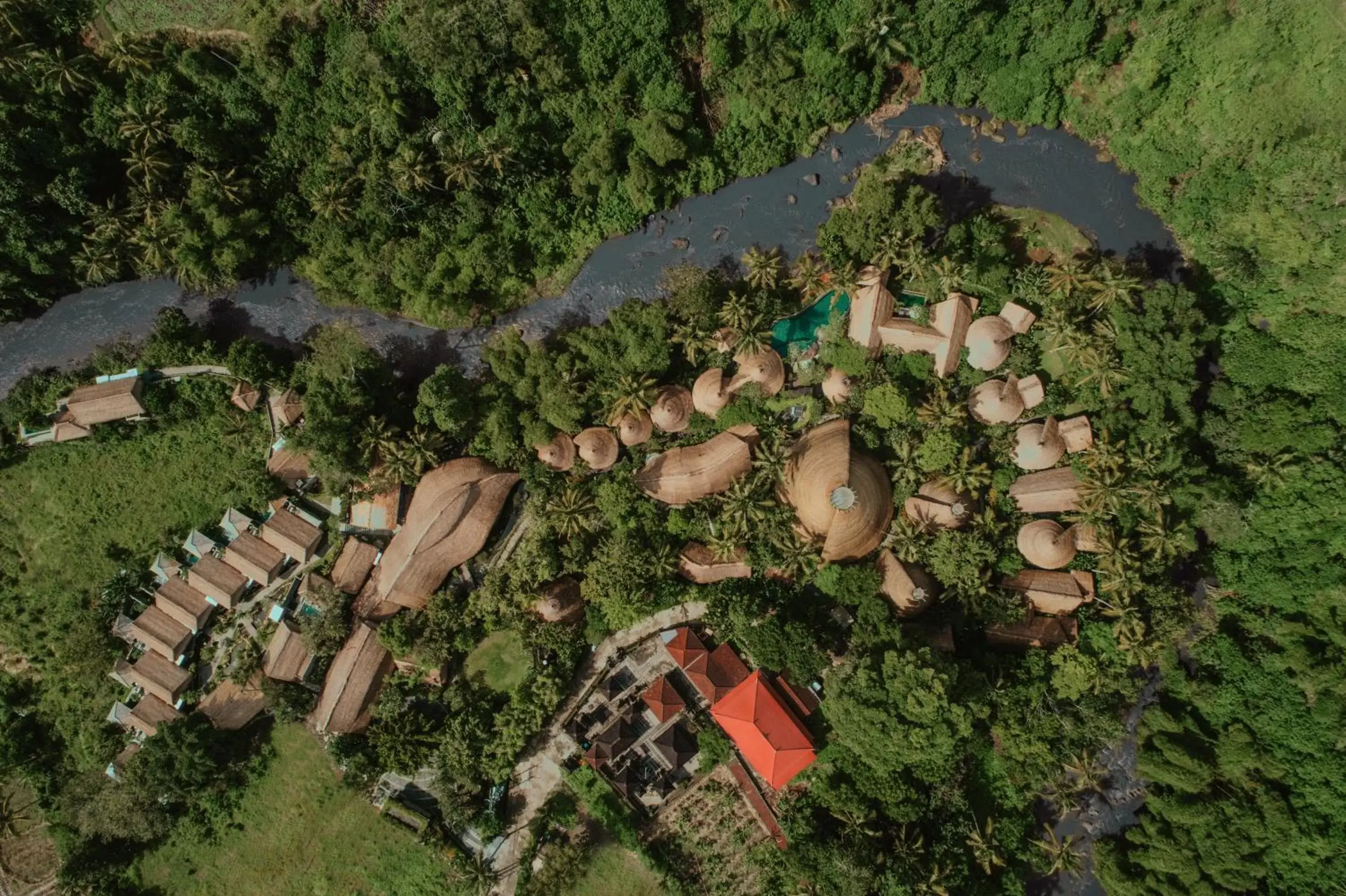 Property building, Bird's-eye View in Fivelements Retreat Bali