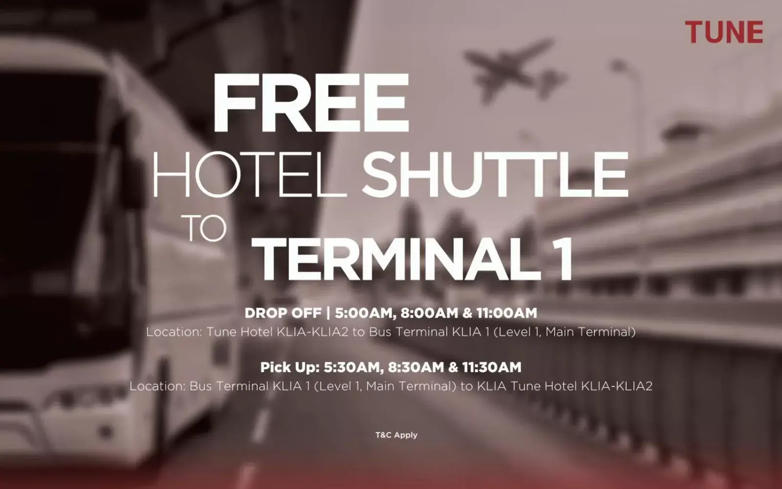 shuttle in Tune Hotel KLIA-KLIA2, Airport Transit Hotel