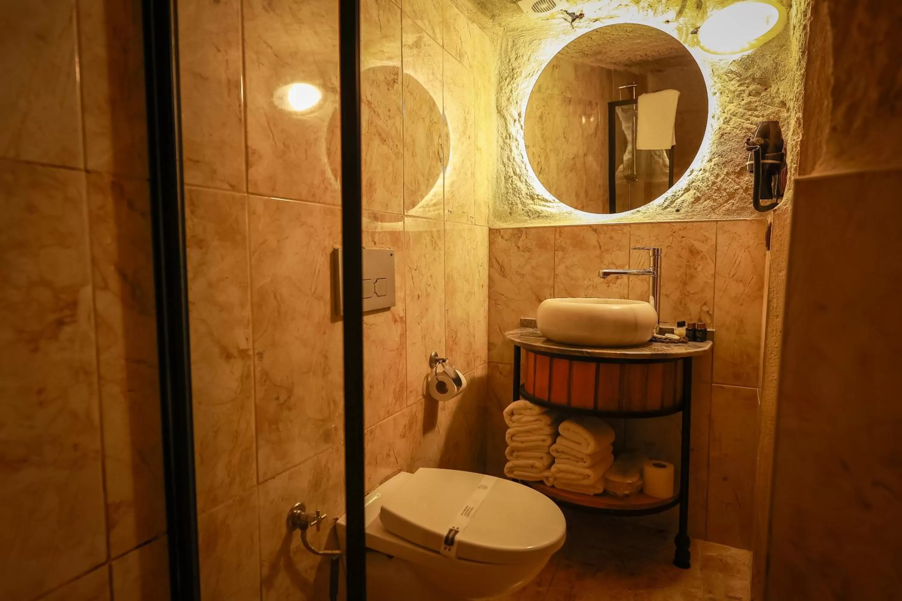 Shower in Mia Cappadocia Cave Hotel