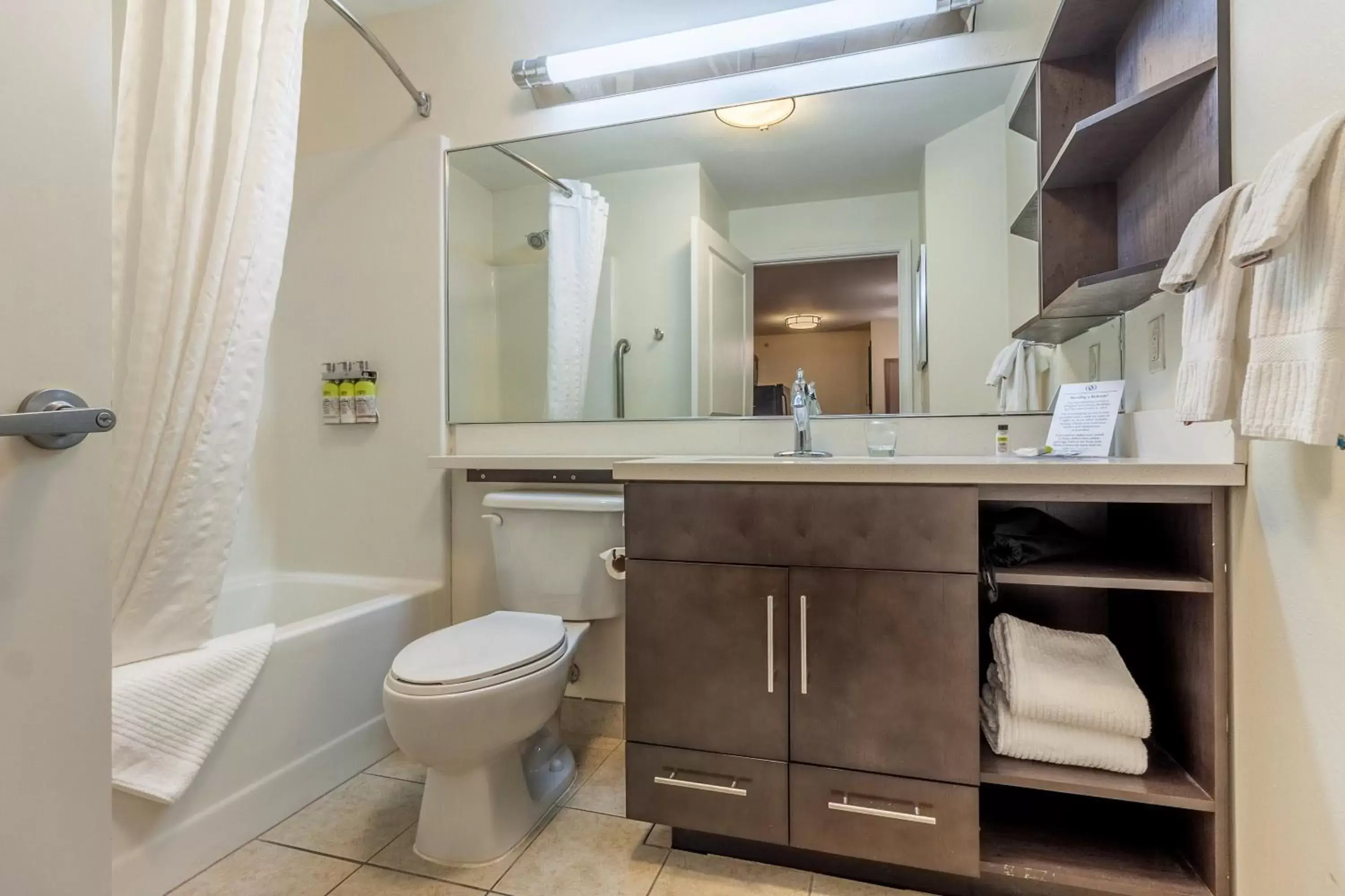 Bathroom in Candlewood Suites Lincoln, an IHG Hotel