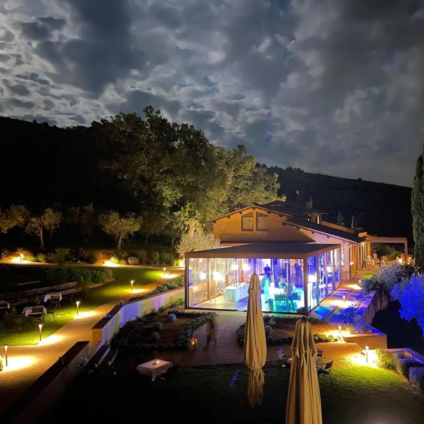 Night, Pool View in La Quercetta