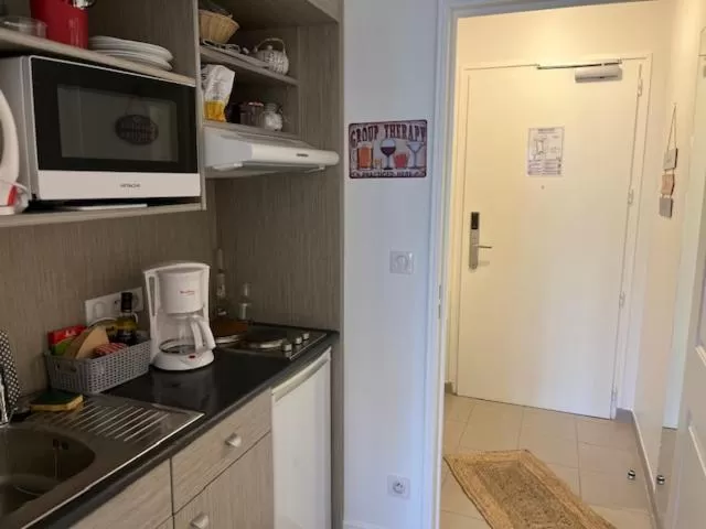 Kitchen or kitchenette, Kitchen/Kitchenette in Appart Hôtel 3* dans une résidence de tourisme