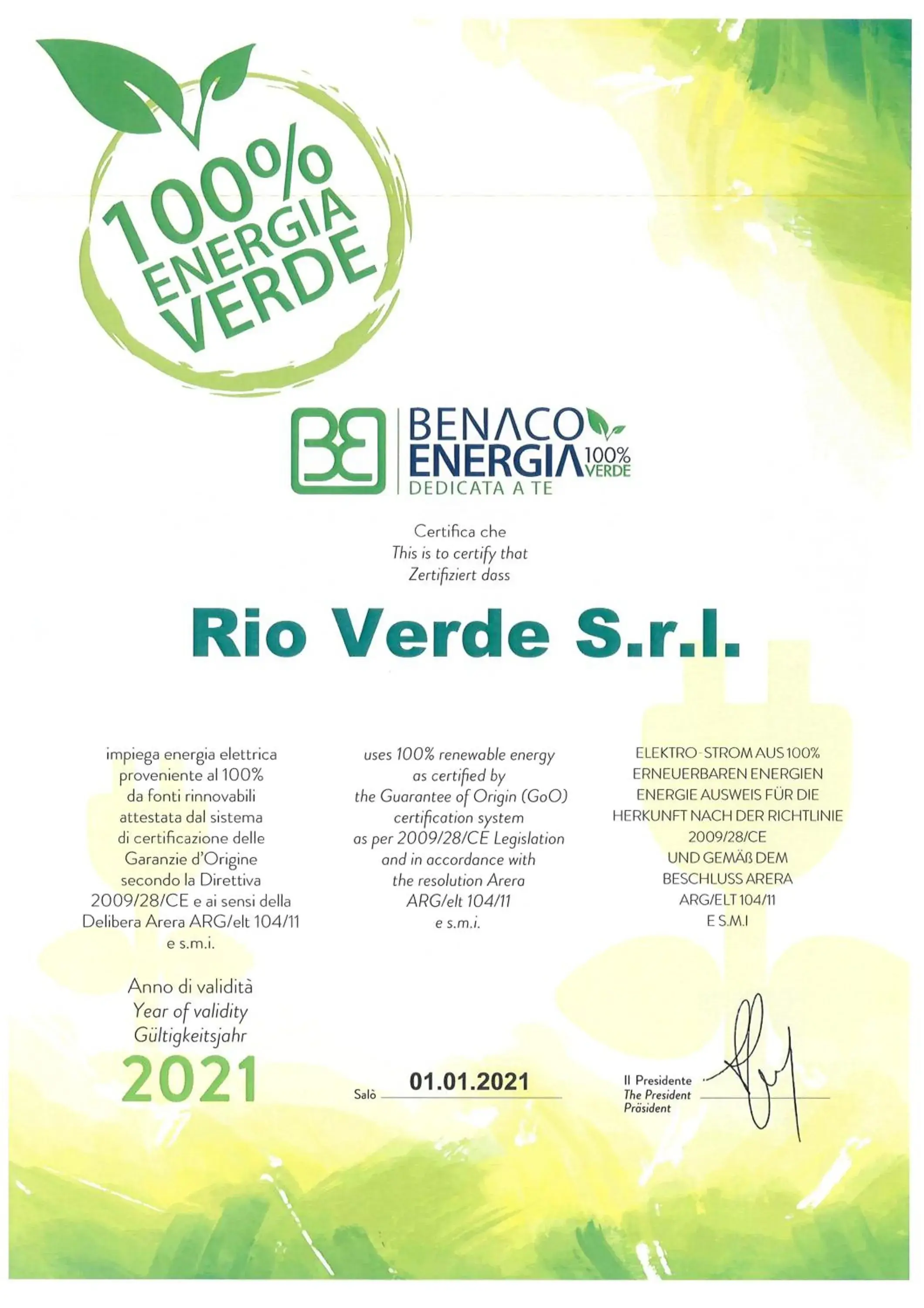 Certificate/Award in Lamasu RioVerde - Lago di Garda