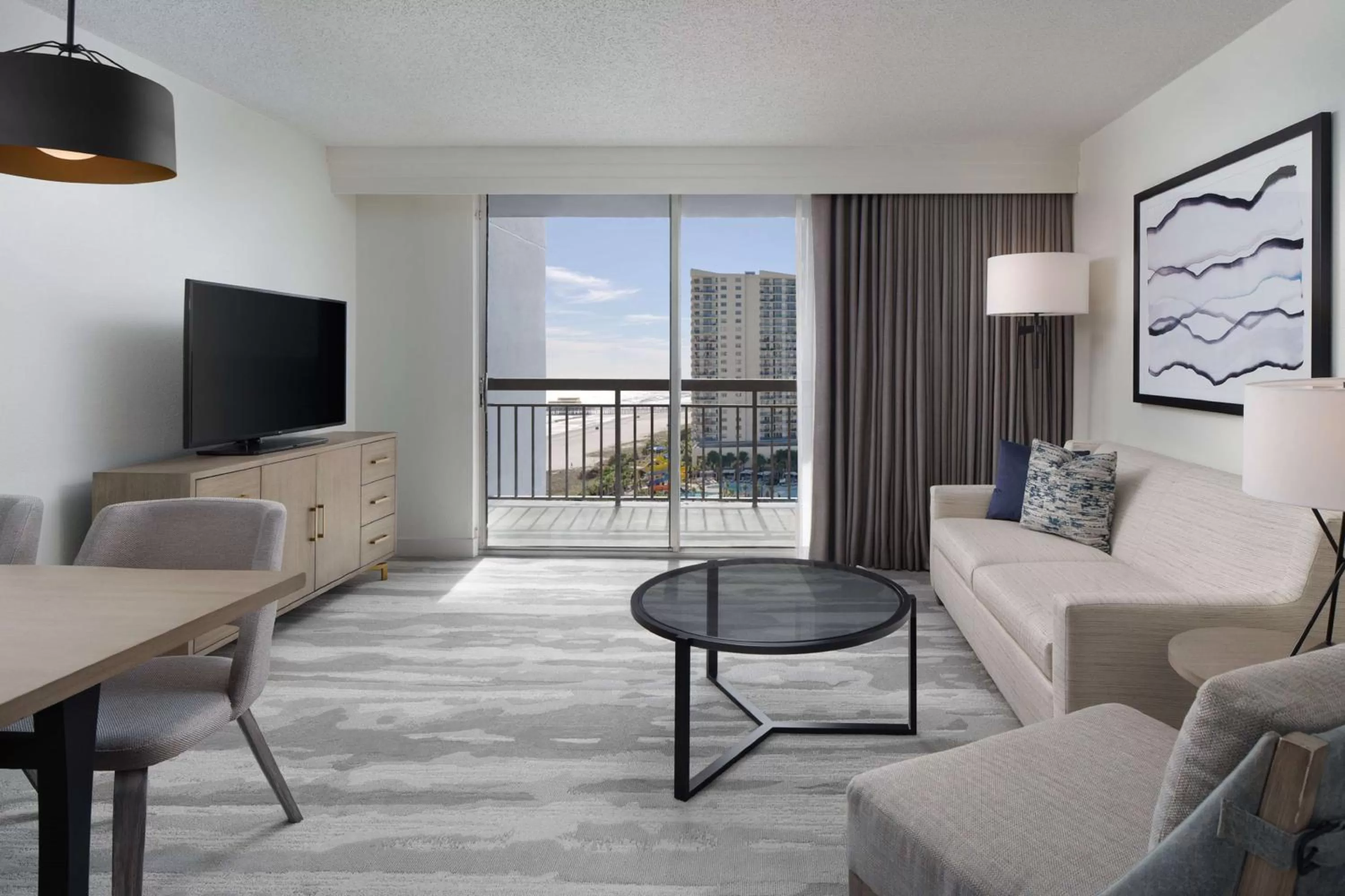 Queen Suite with Bath Tub and Ocean View - Mobility/Hearing Access in Embassy Suites by Hilton Myrtle Beach Oceanfront Resort