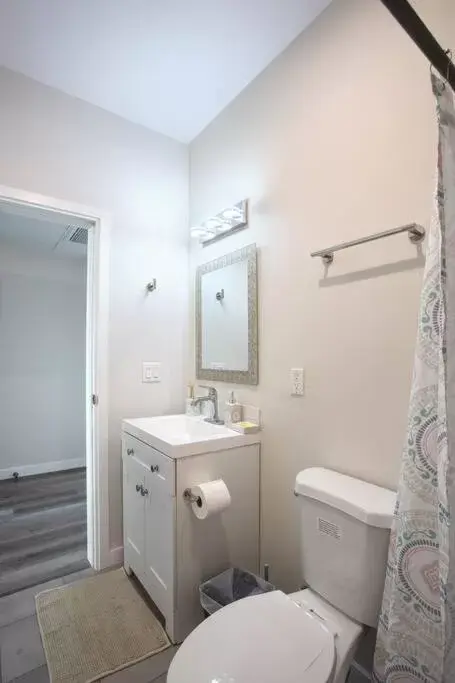 Bathroom in One Bedroom Apartment with SD Downtown View