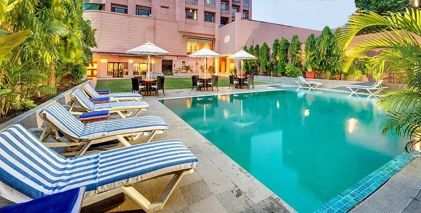Property building, Swimming Pool in Hotel Hindusthan International, Varanasi