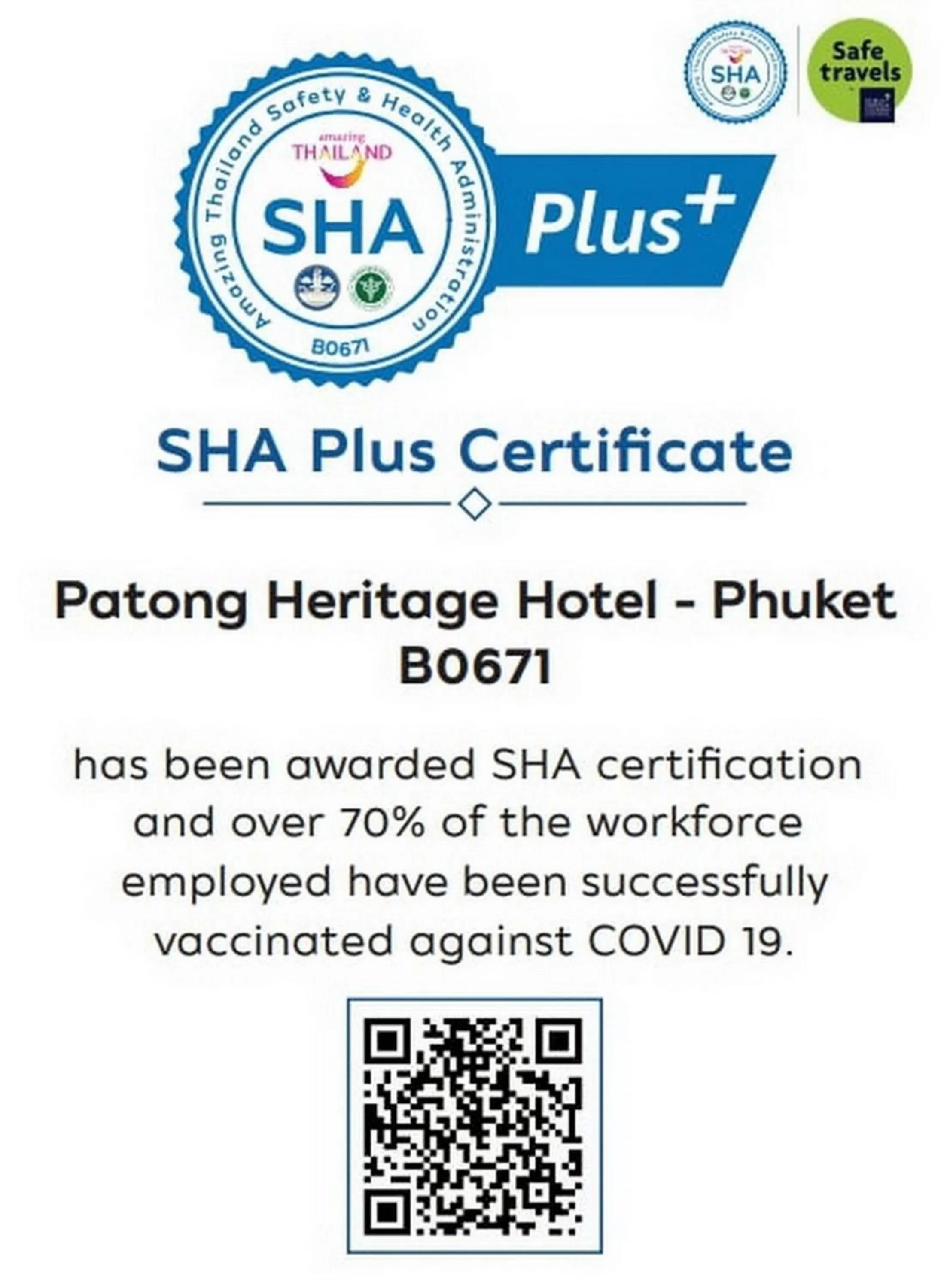 Logo/Certificate/Sign in Patong Heritage Hotel Phuket - SHA Extra Plus