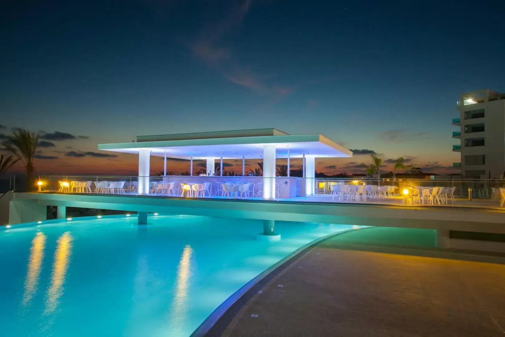 Night, Swimming Pool in King Evelthon Beach Hotel & Resort