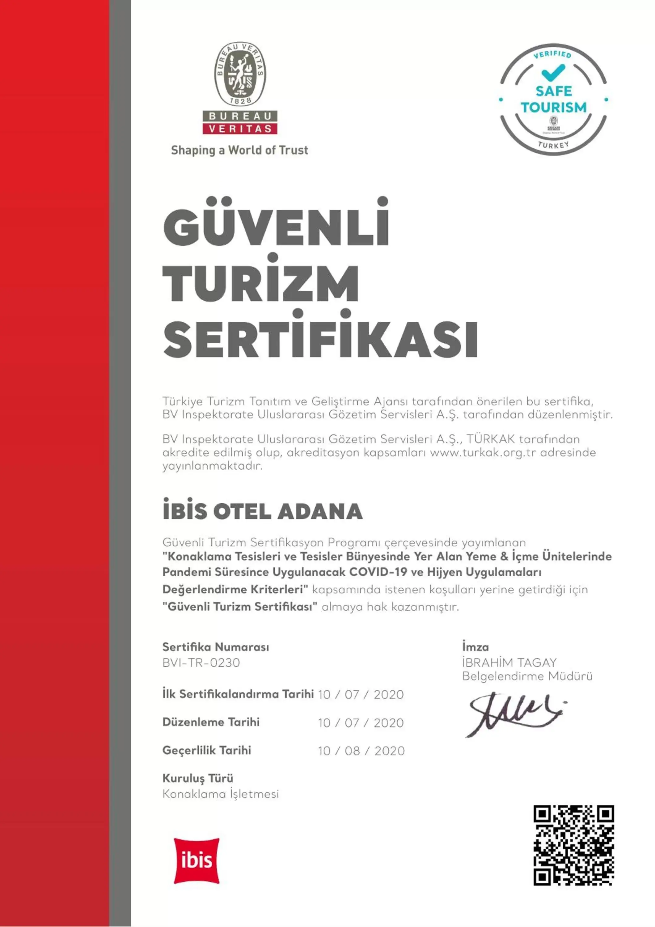 Logo/Certificate/Sign in ibis Adana