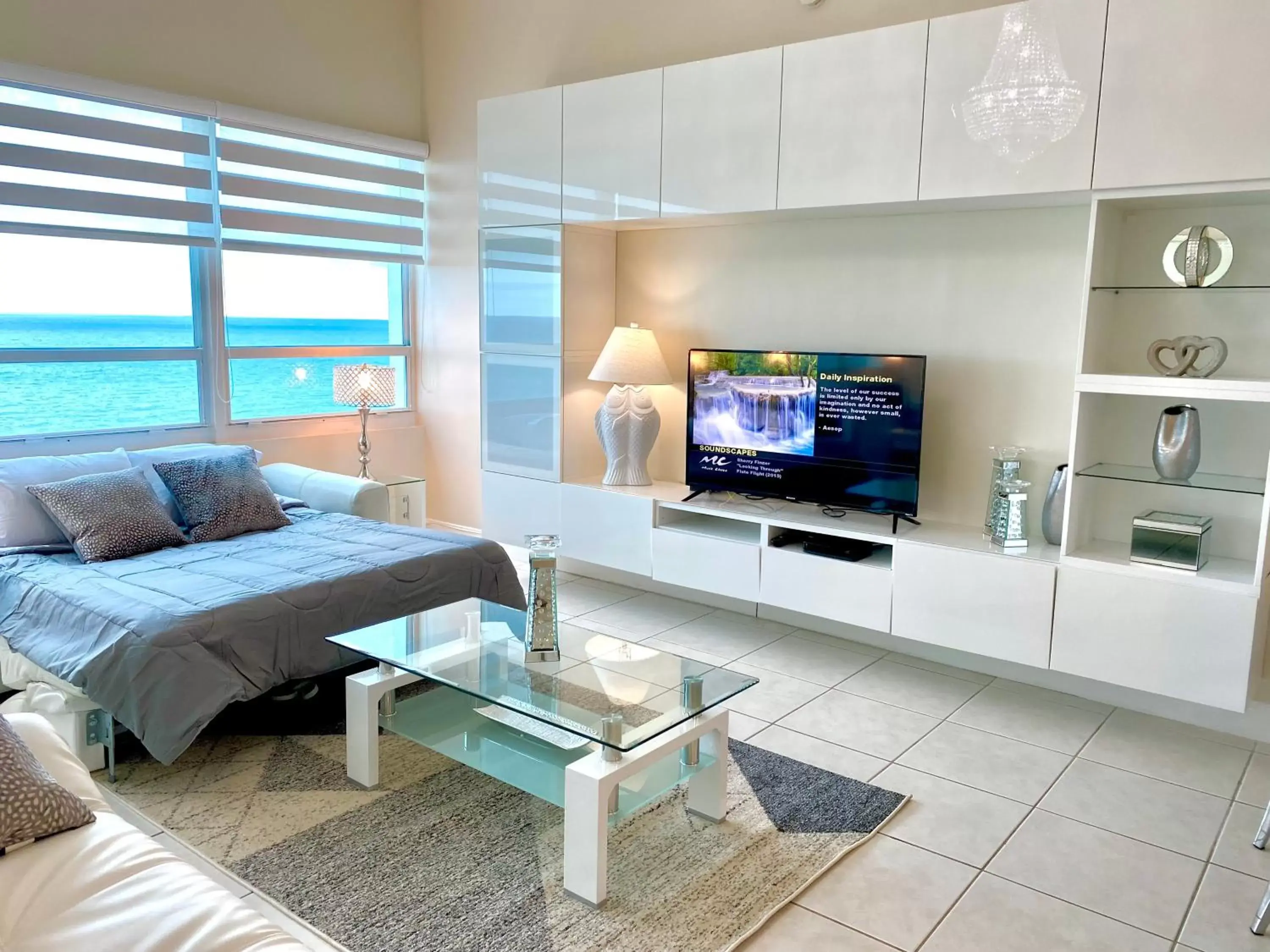 TV/Entertainment Center in Castle Beach Resort Condo Penthouse or 1BR Direct Ocean View -just remodeled-