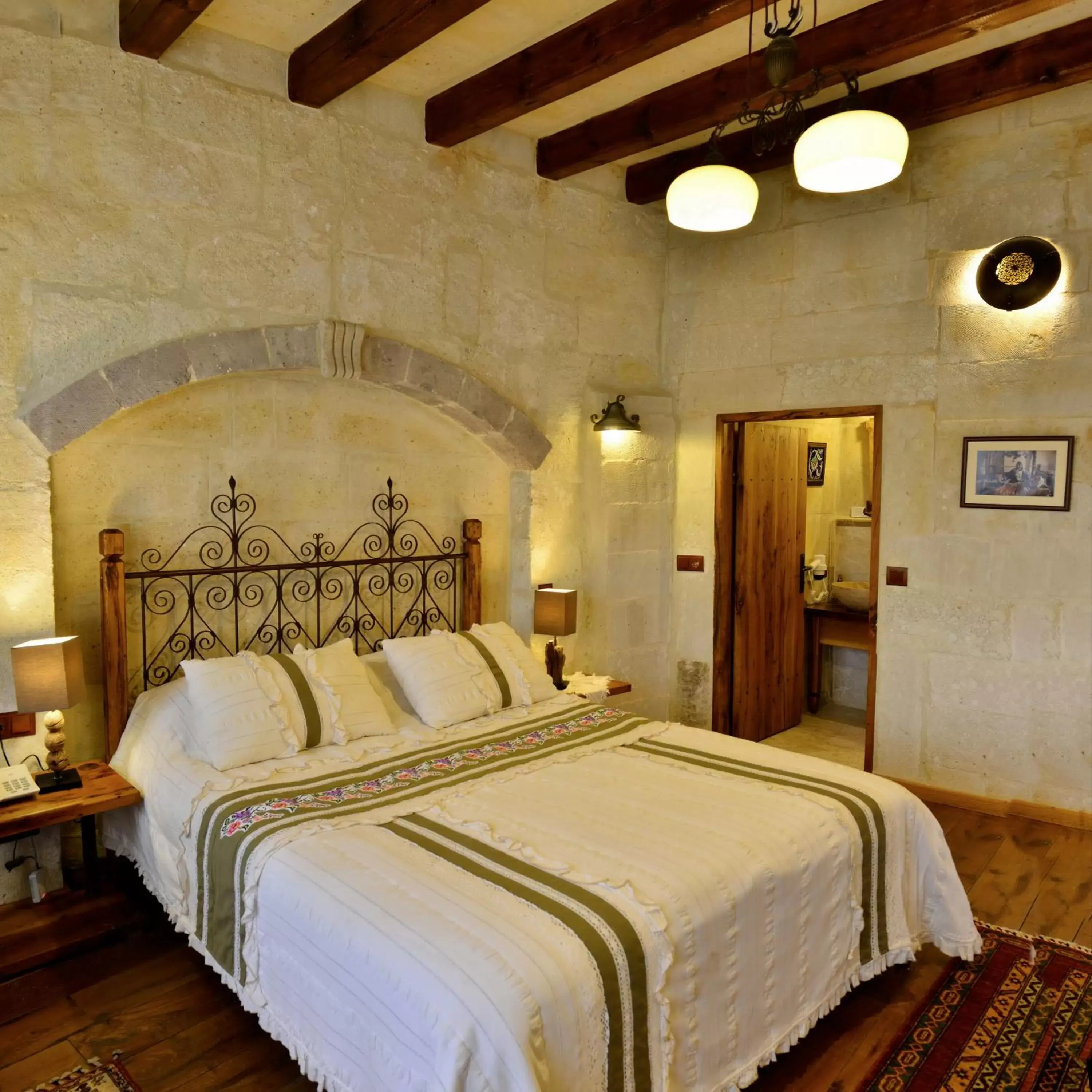 Decorative detail, Bed in Terra Cave Hotel