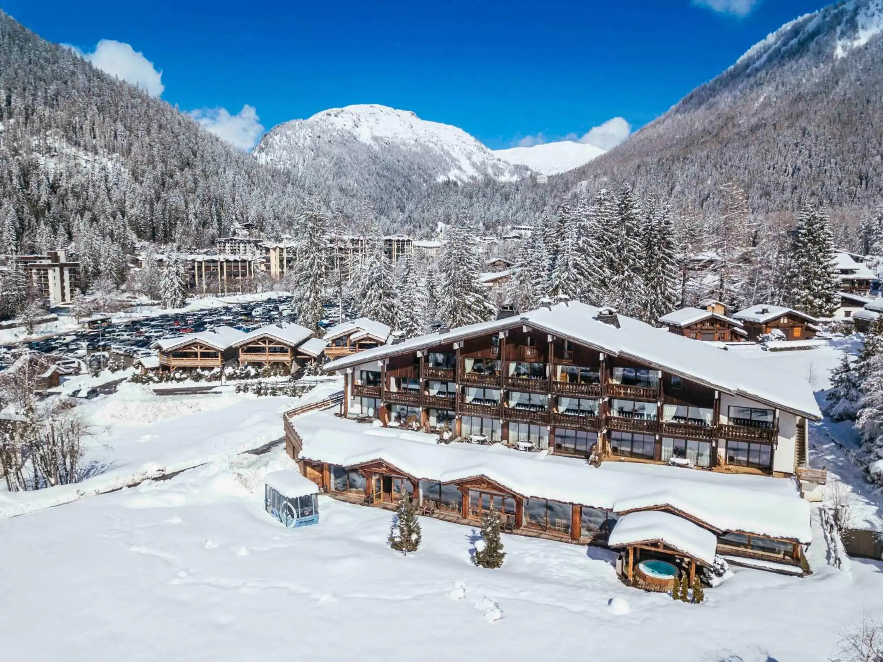 Property building, Winter in Les Grands Montets Hotel & Spa