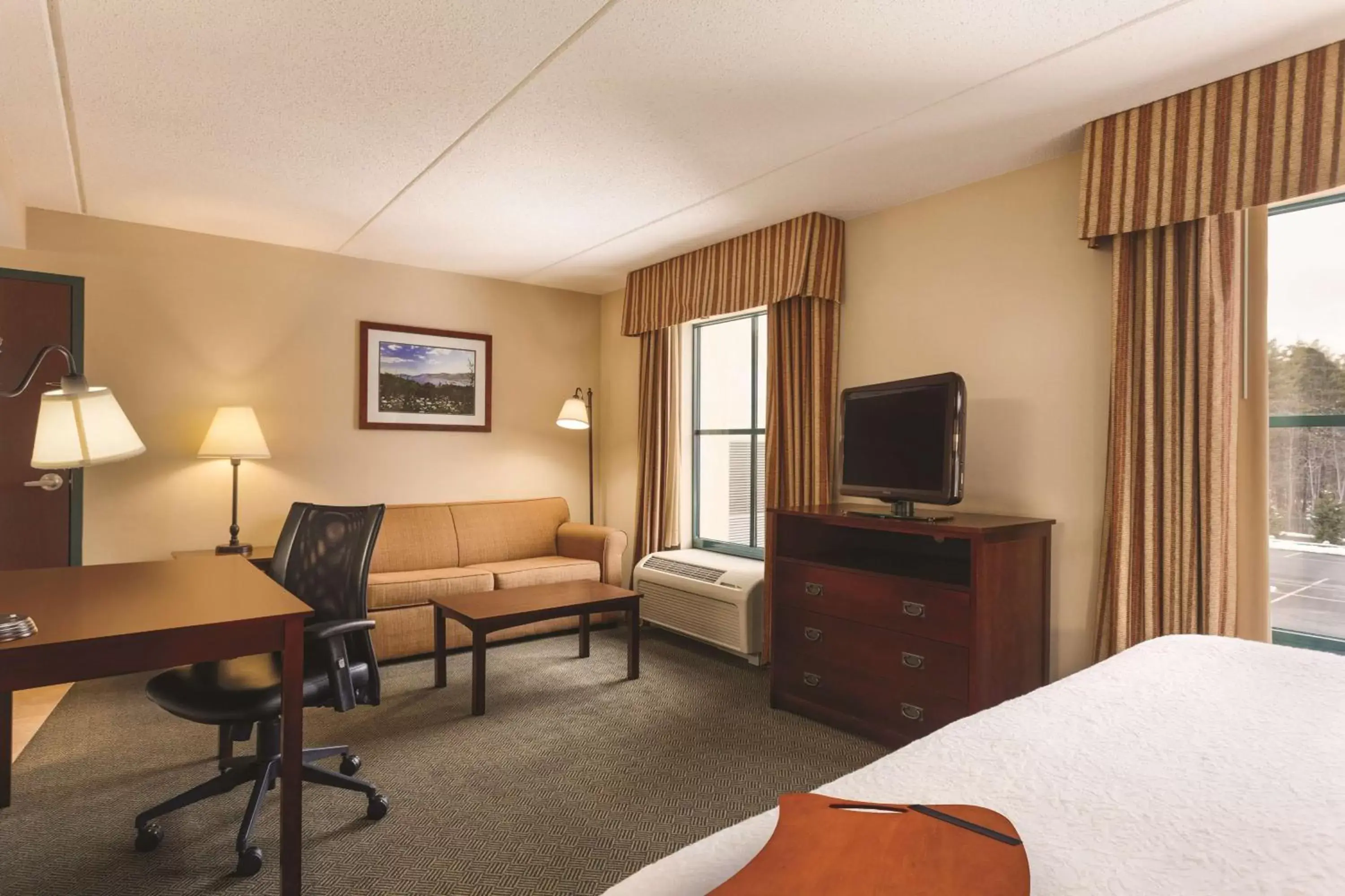 Bed, TV/Entertainment Center in Hampton Inn & Suites Lake George