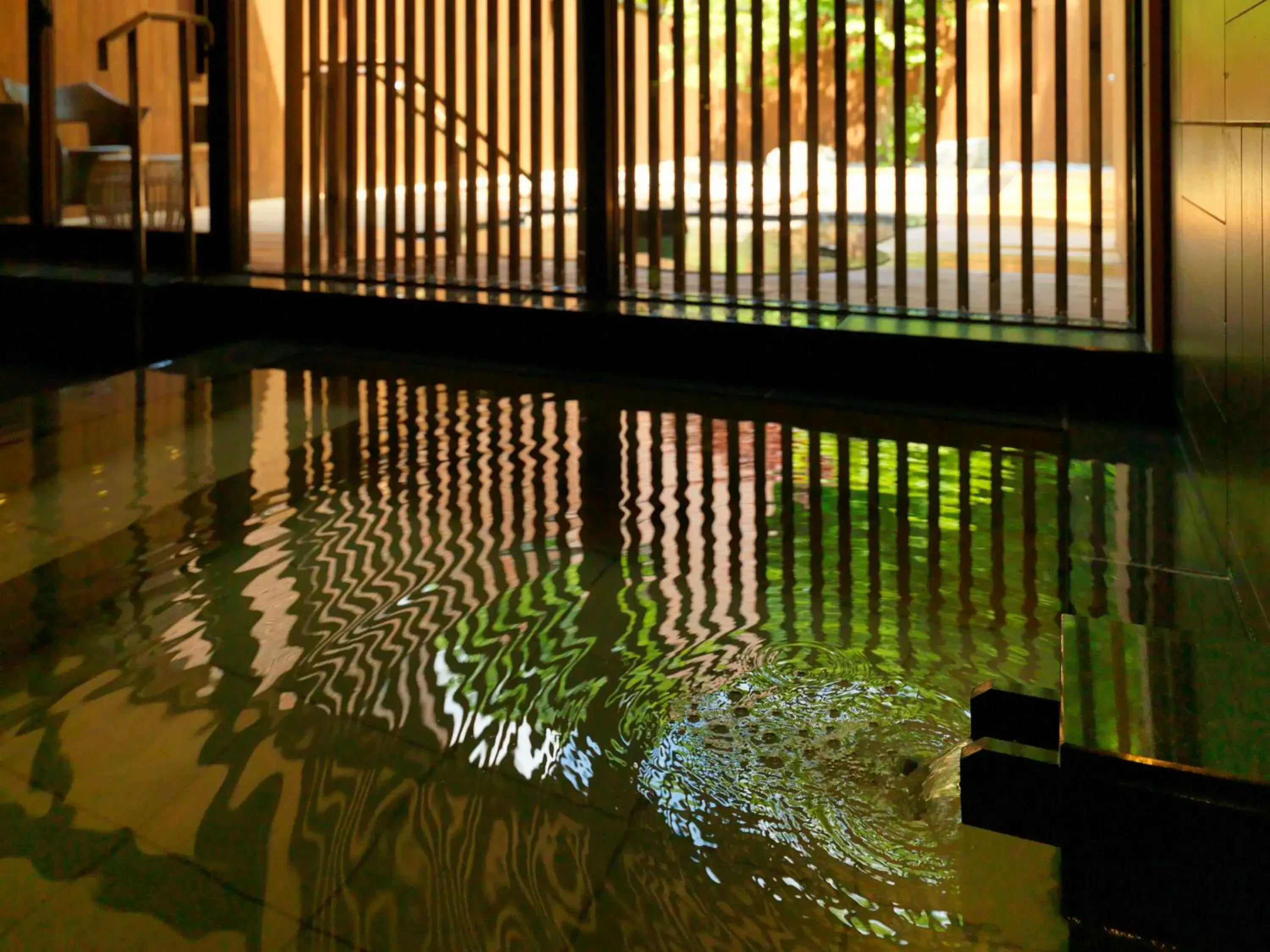 Hot Spring Bath, Swimming Pool in Niseko Konbu Onsen Tsuruga Besso Moku No Sho